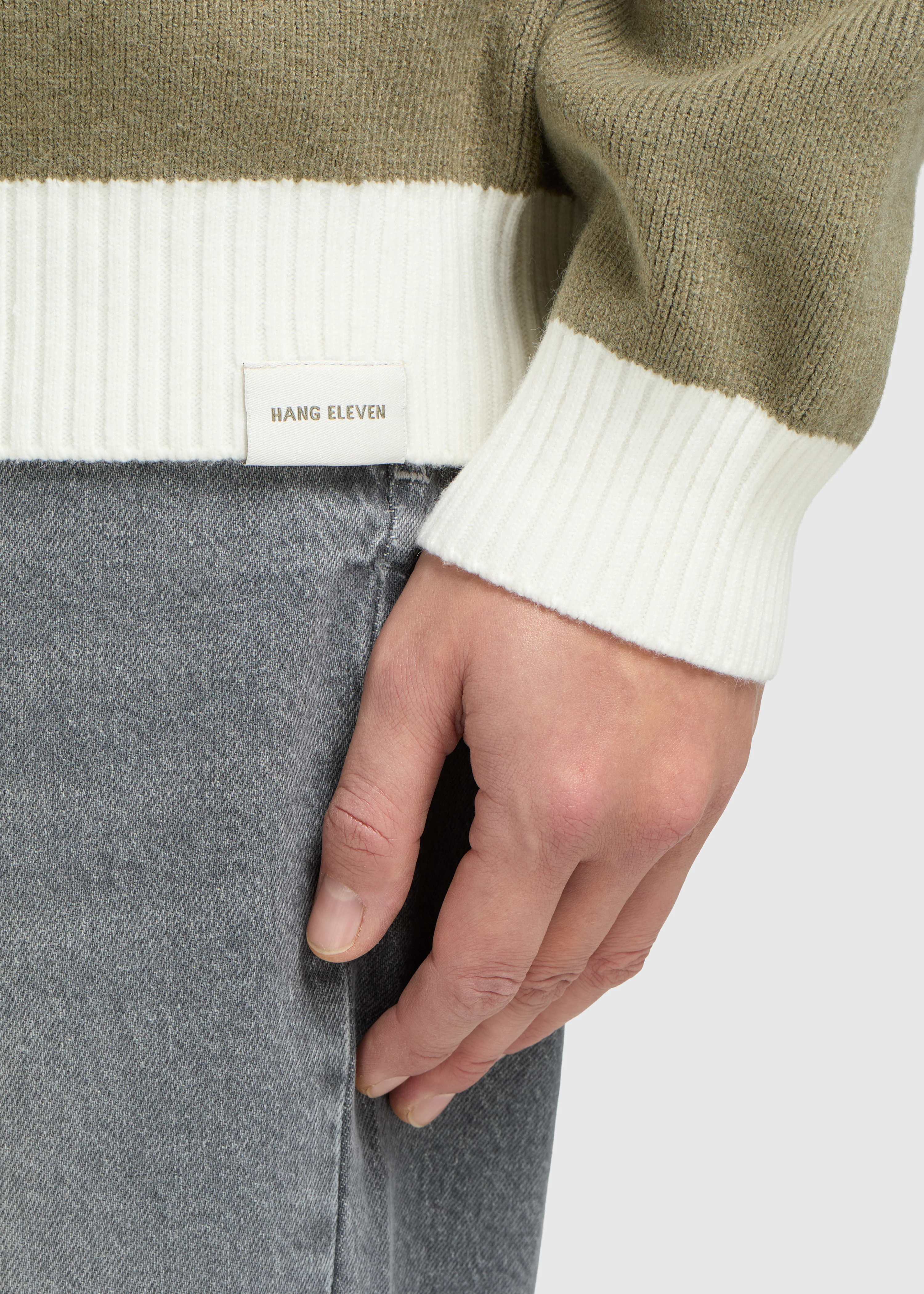 Contrast Knit Crewneck - Green - Image 4
