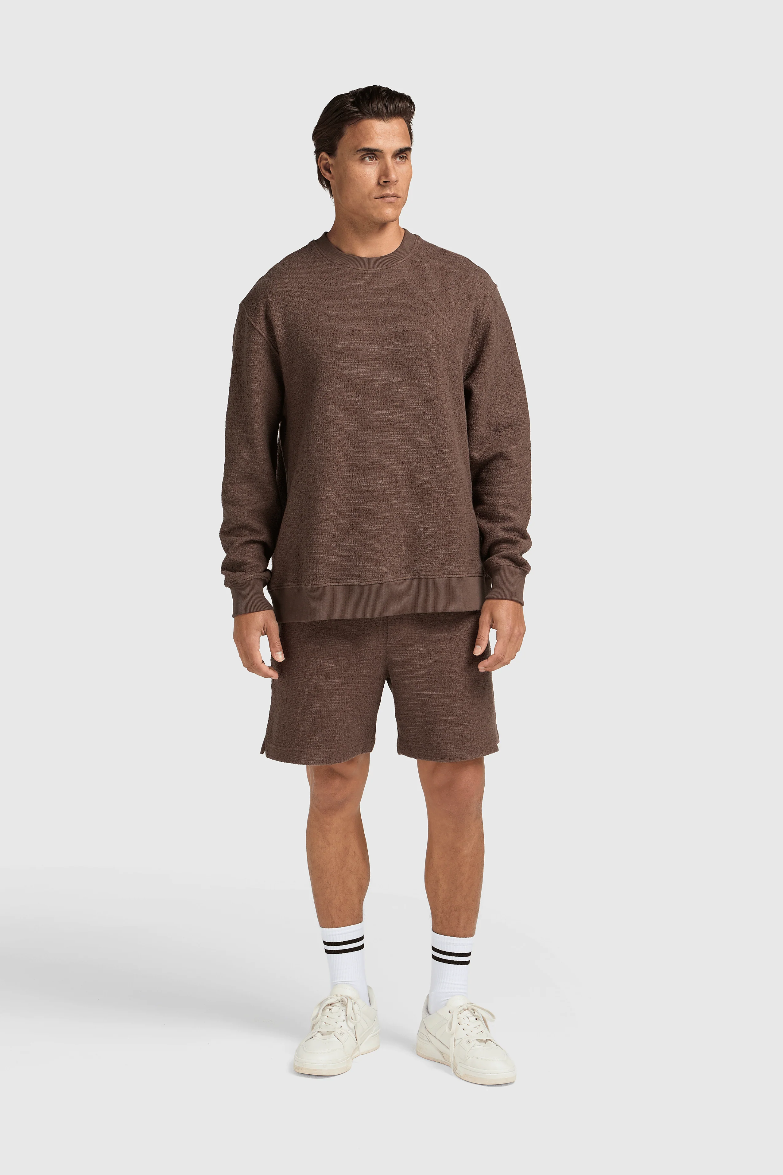 Bouclé Crewneck - Brown - Image 4
