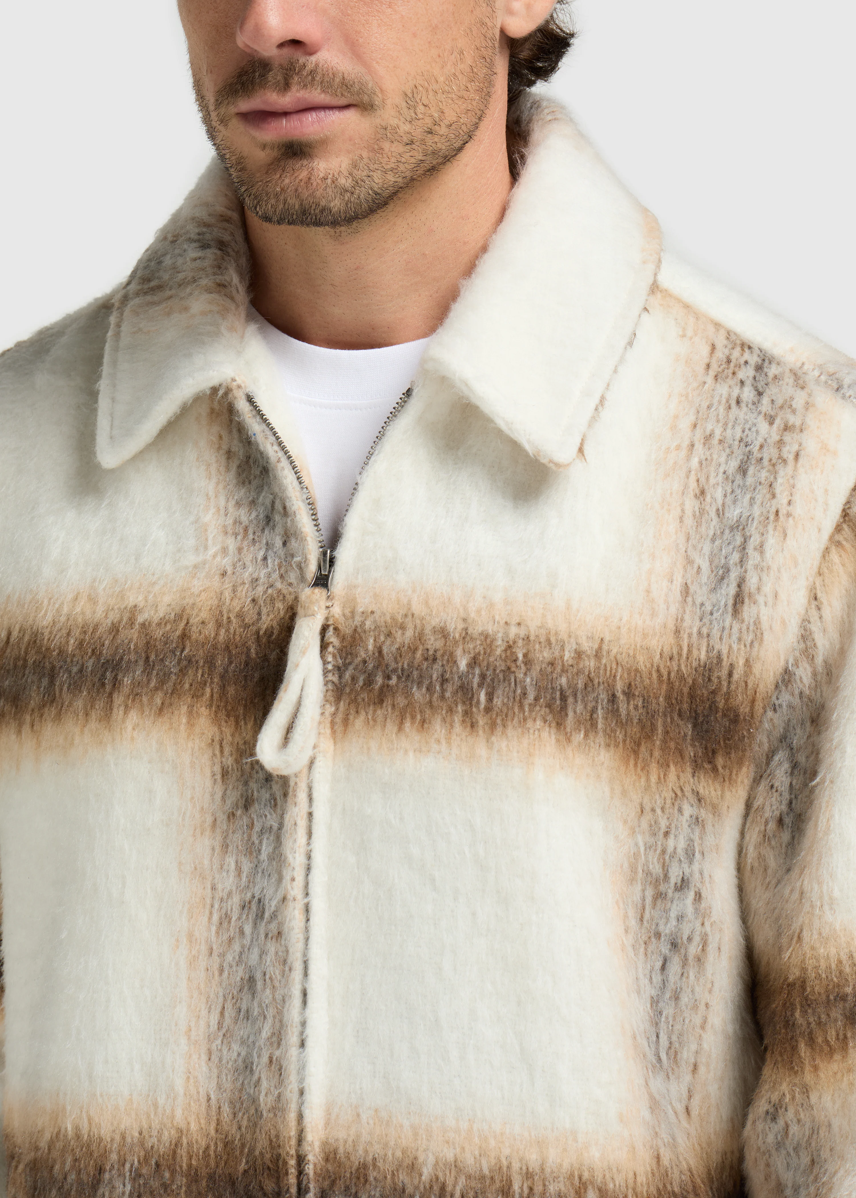 Hairy Check Jacket - Sand - Image 3