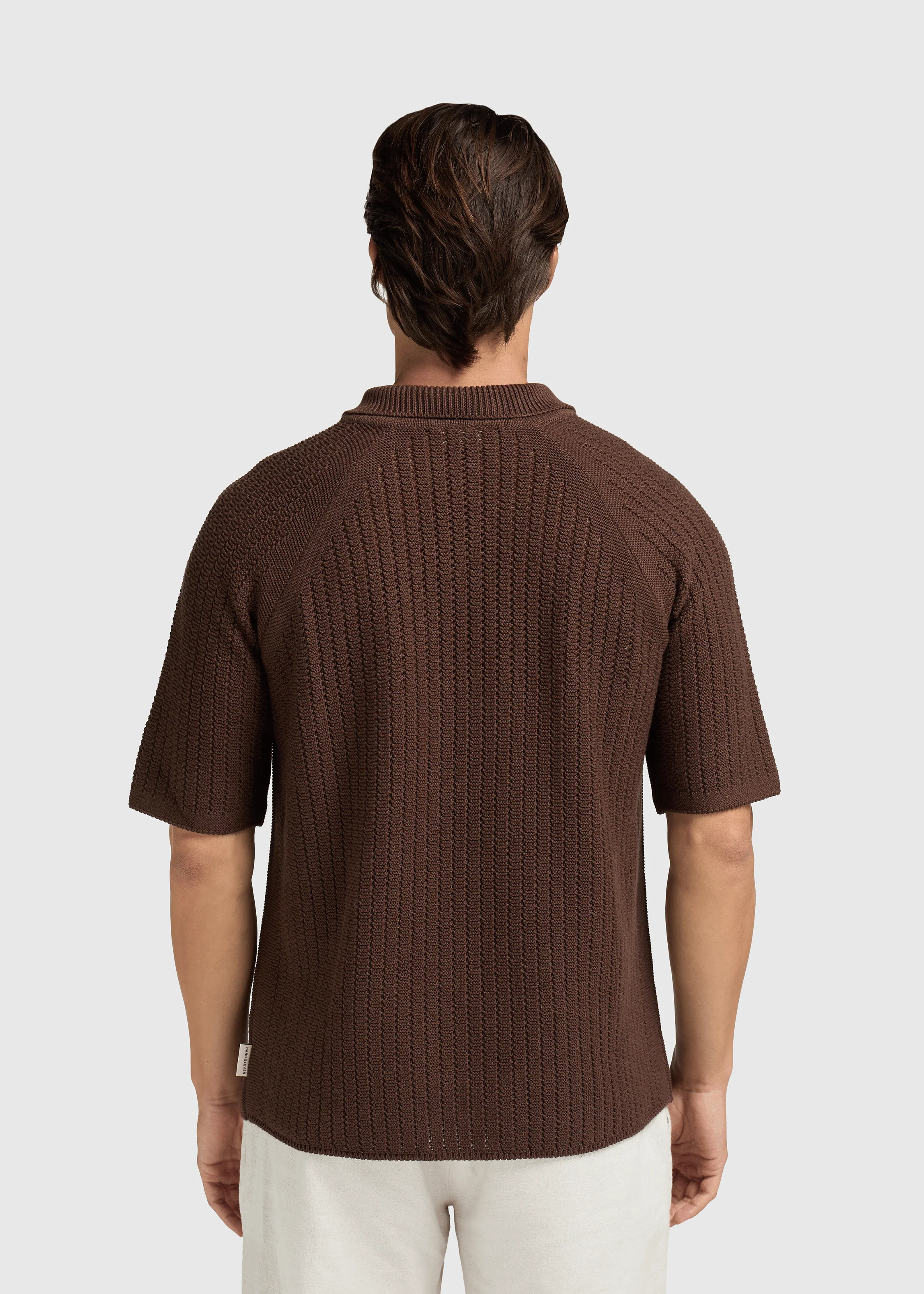 Structure Knit Polo - Brown - Image 3