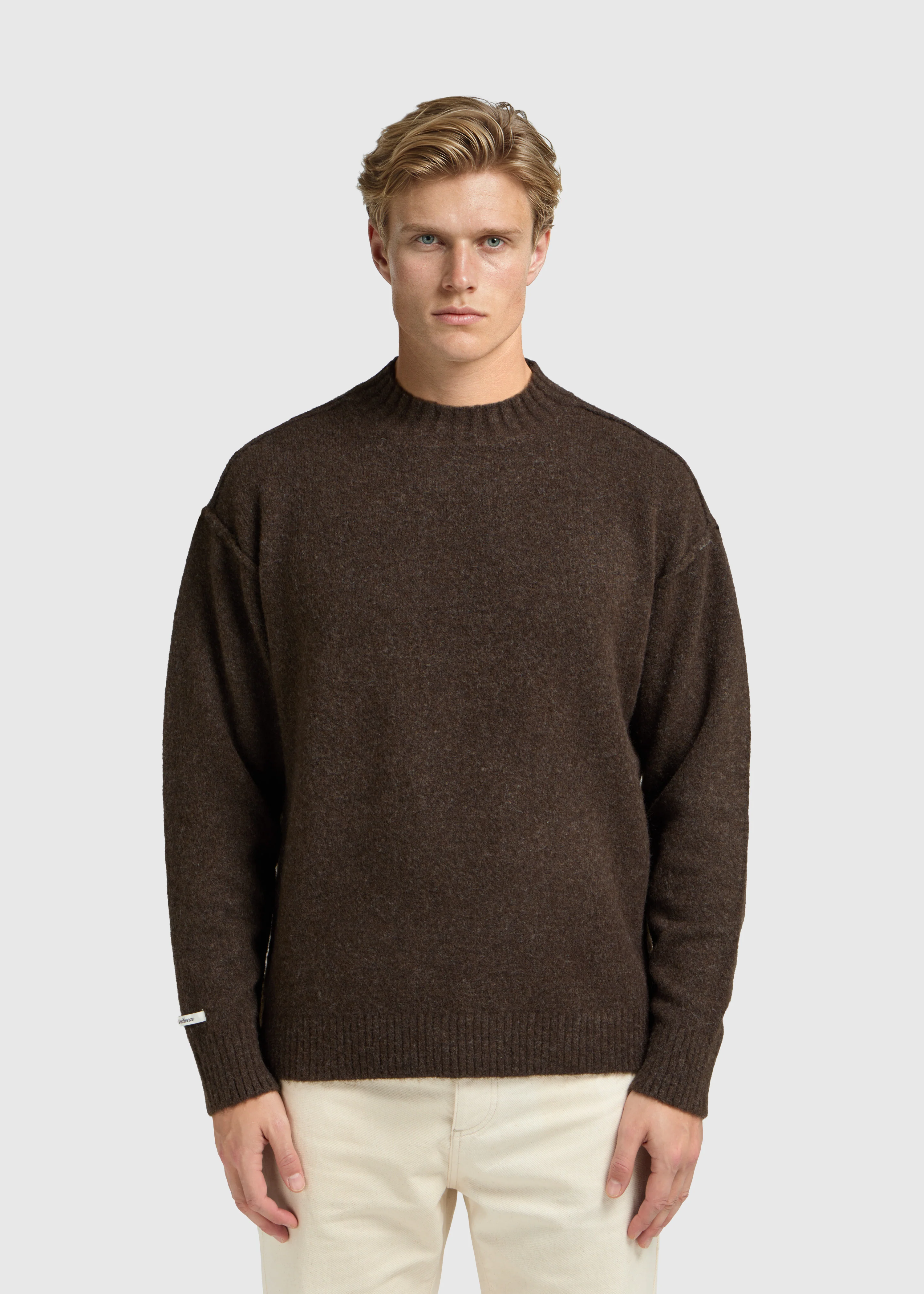 Light Brand Knit Crewneck - Brown - Image 2