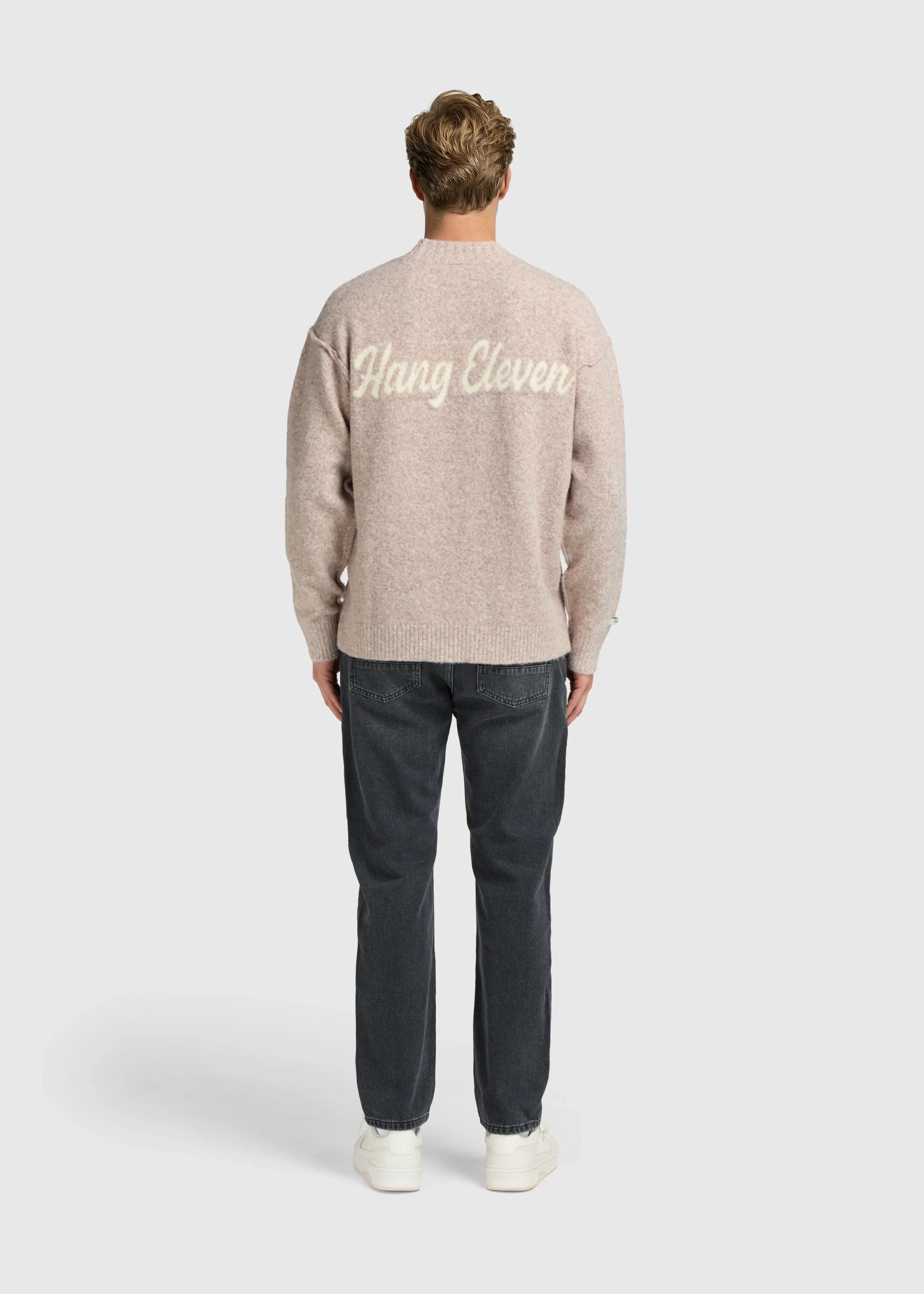 Light Brand Knit Crewneck - Taupe - Image 5