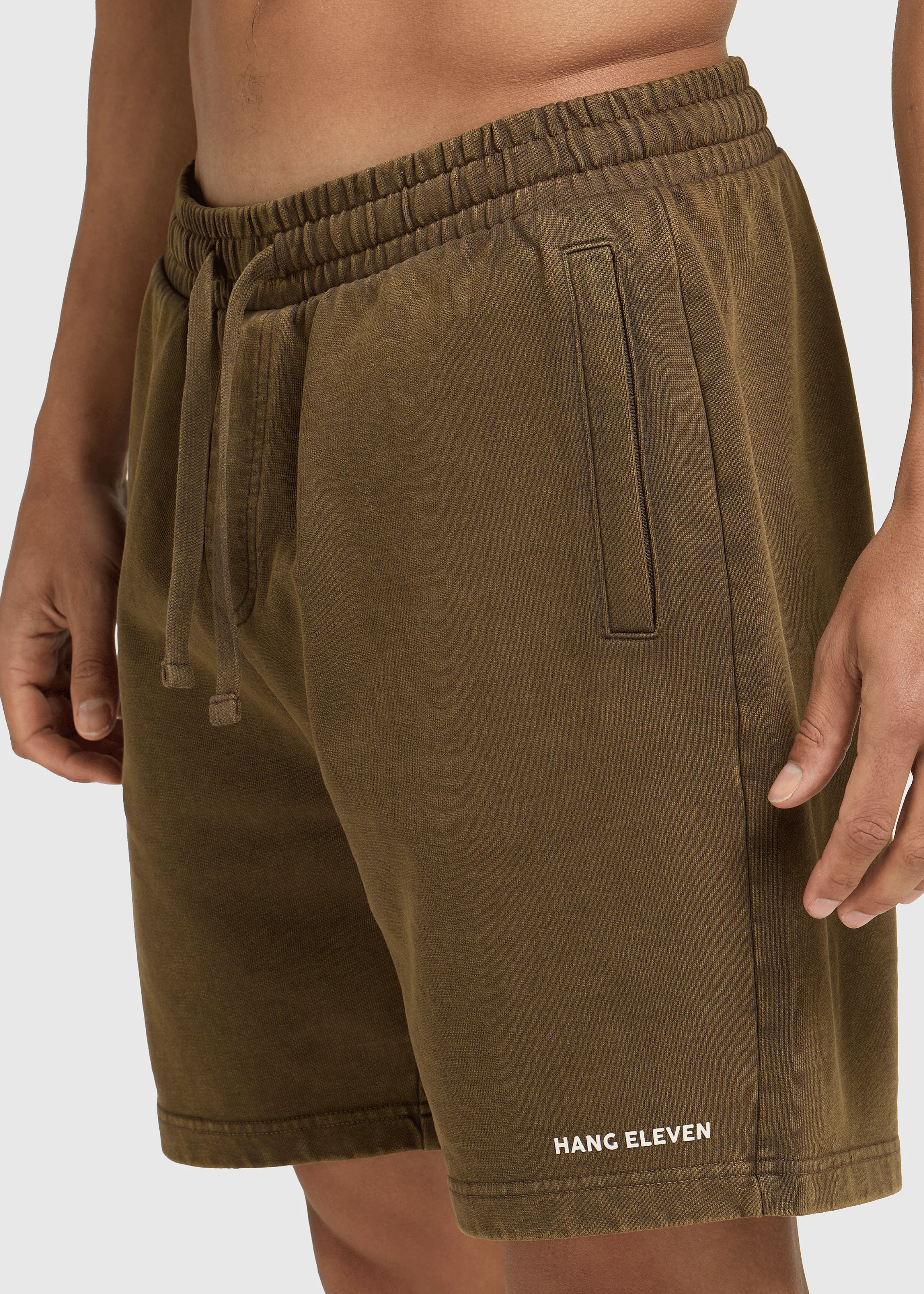 Washed Essential Sweat Short - Brown - Image 3