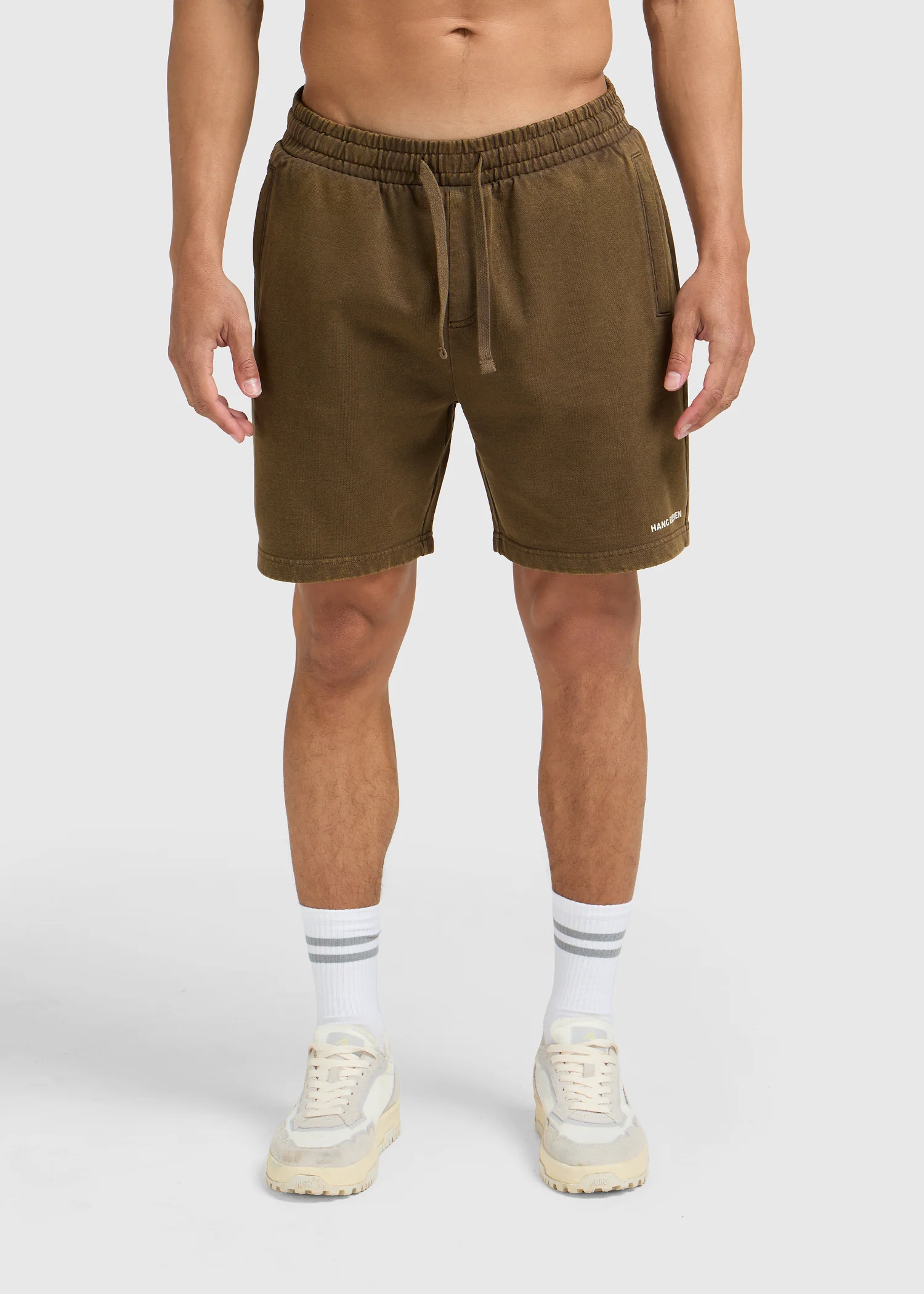 Washed Essential Sweat Short - Brown - Image 4