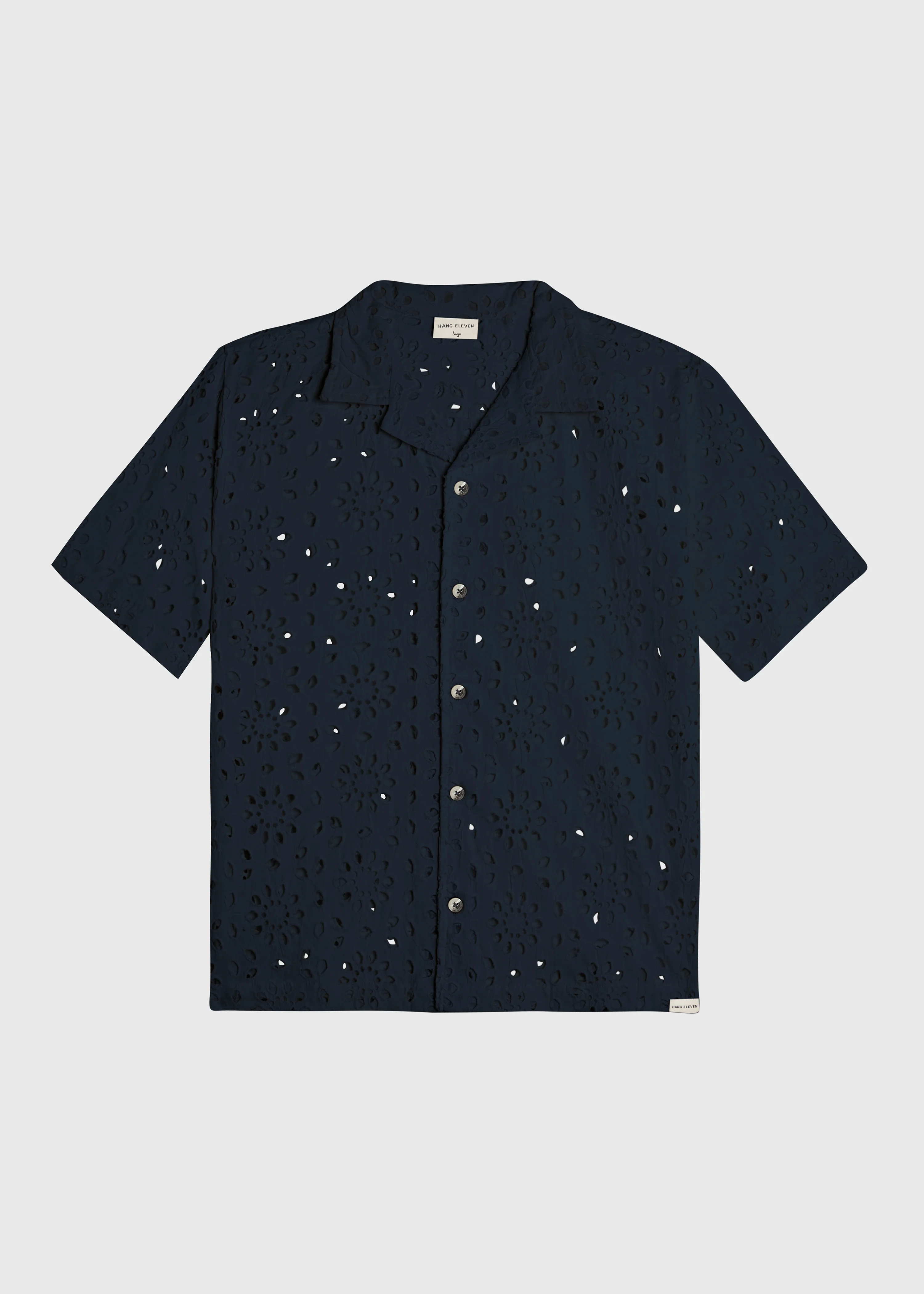 Flower Crochet Shirt - Navy Blue - Image 3