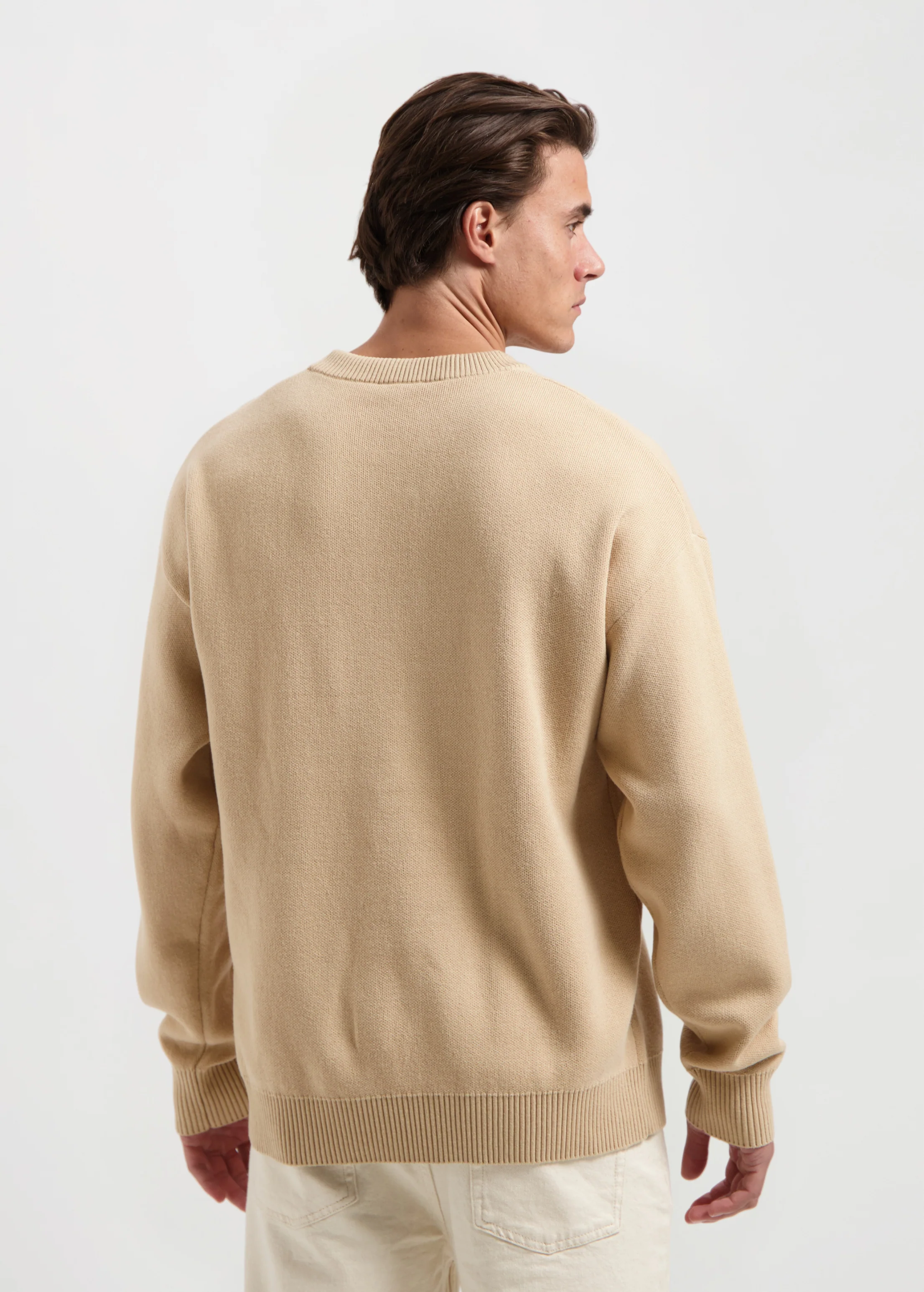 Heavy Logo Knit Crewneck - Sand - Image 4