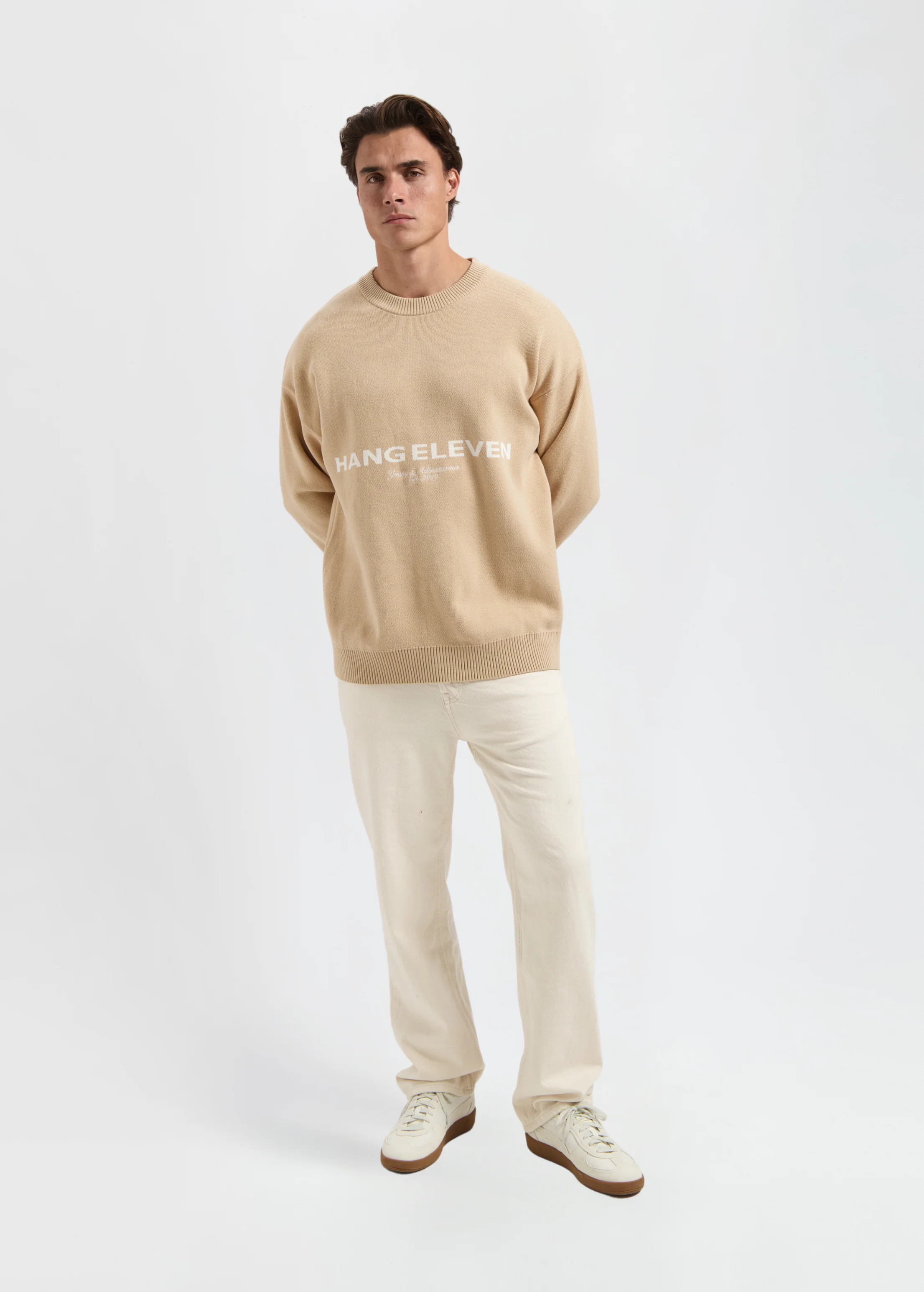 Heavy Logo Knit Crewneck - Sand - Image 5