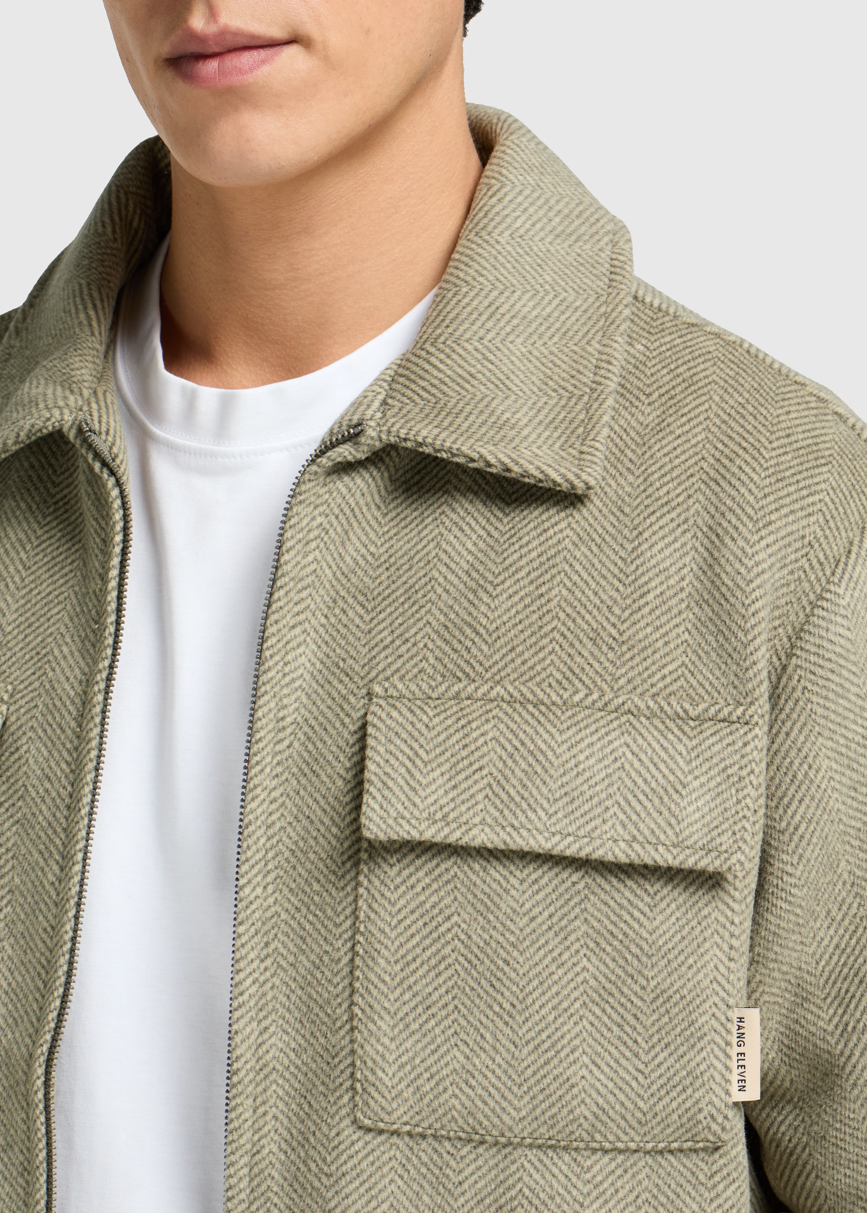 Herringbone Zip Jacket - Green - Image 4