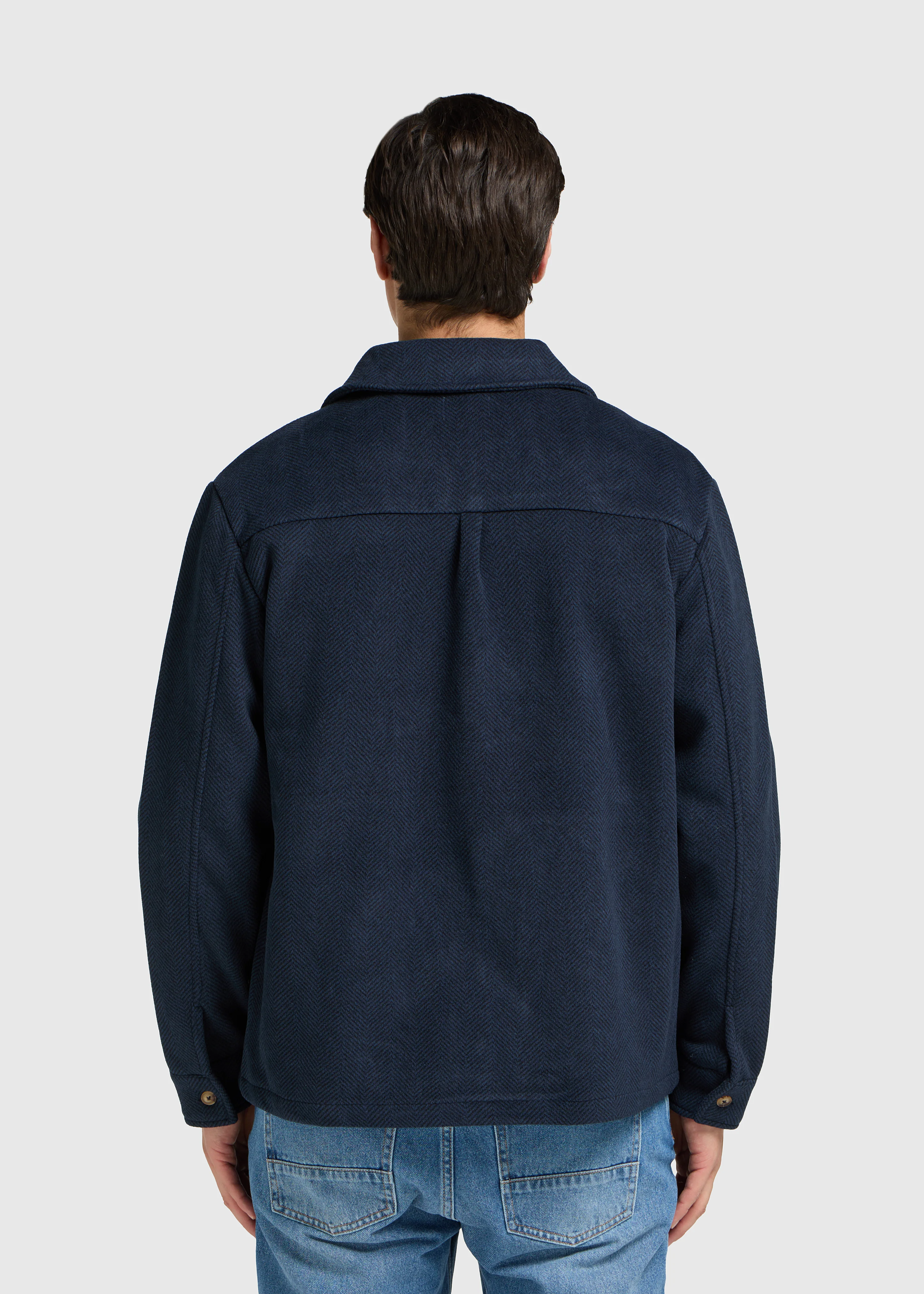 Herringbone Zip Jacket - Navy Blue - Image 3
