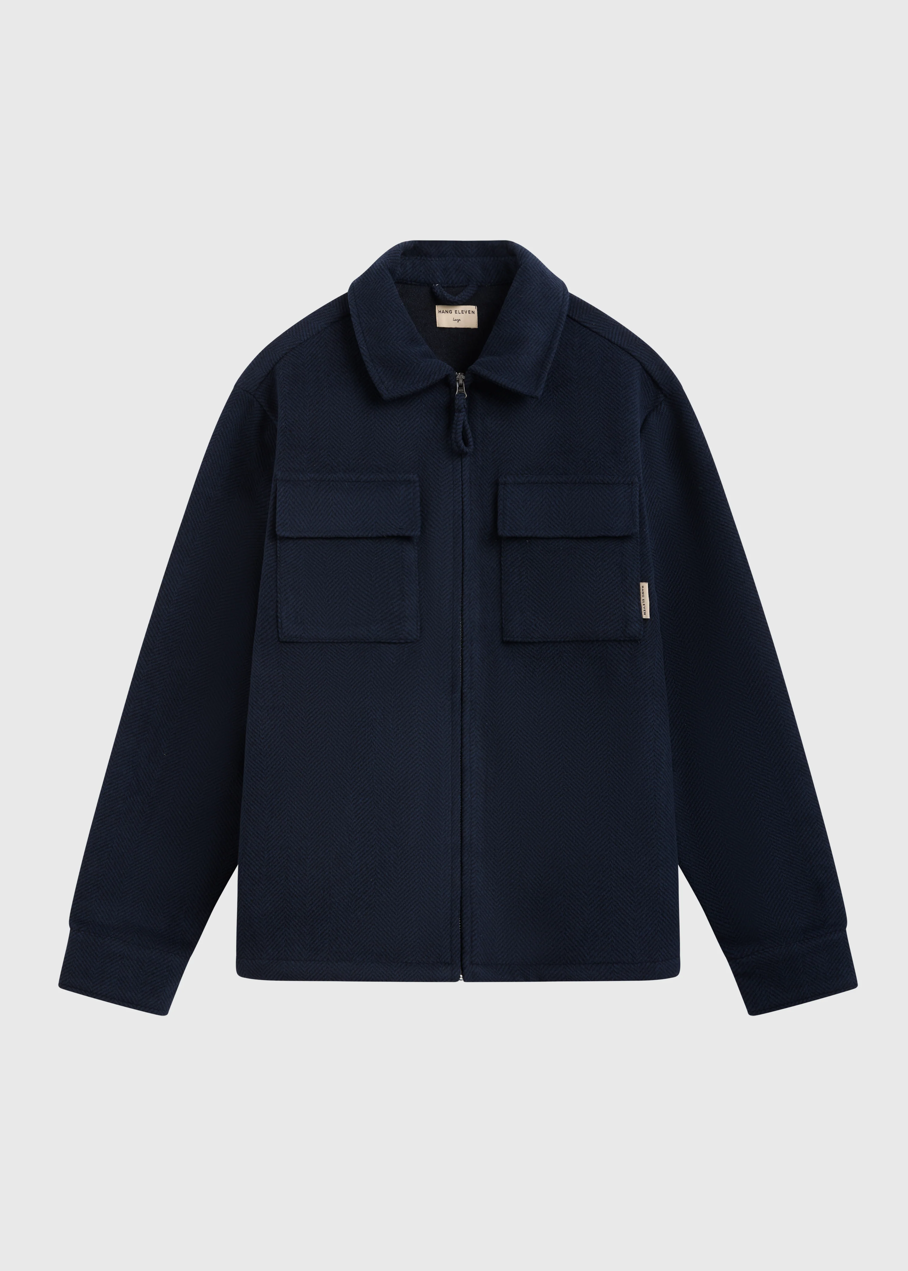 Herringbone Zip Jacket - Navy Blue - Image 4
