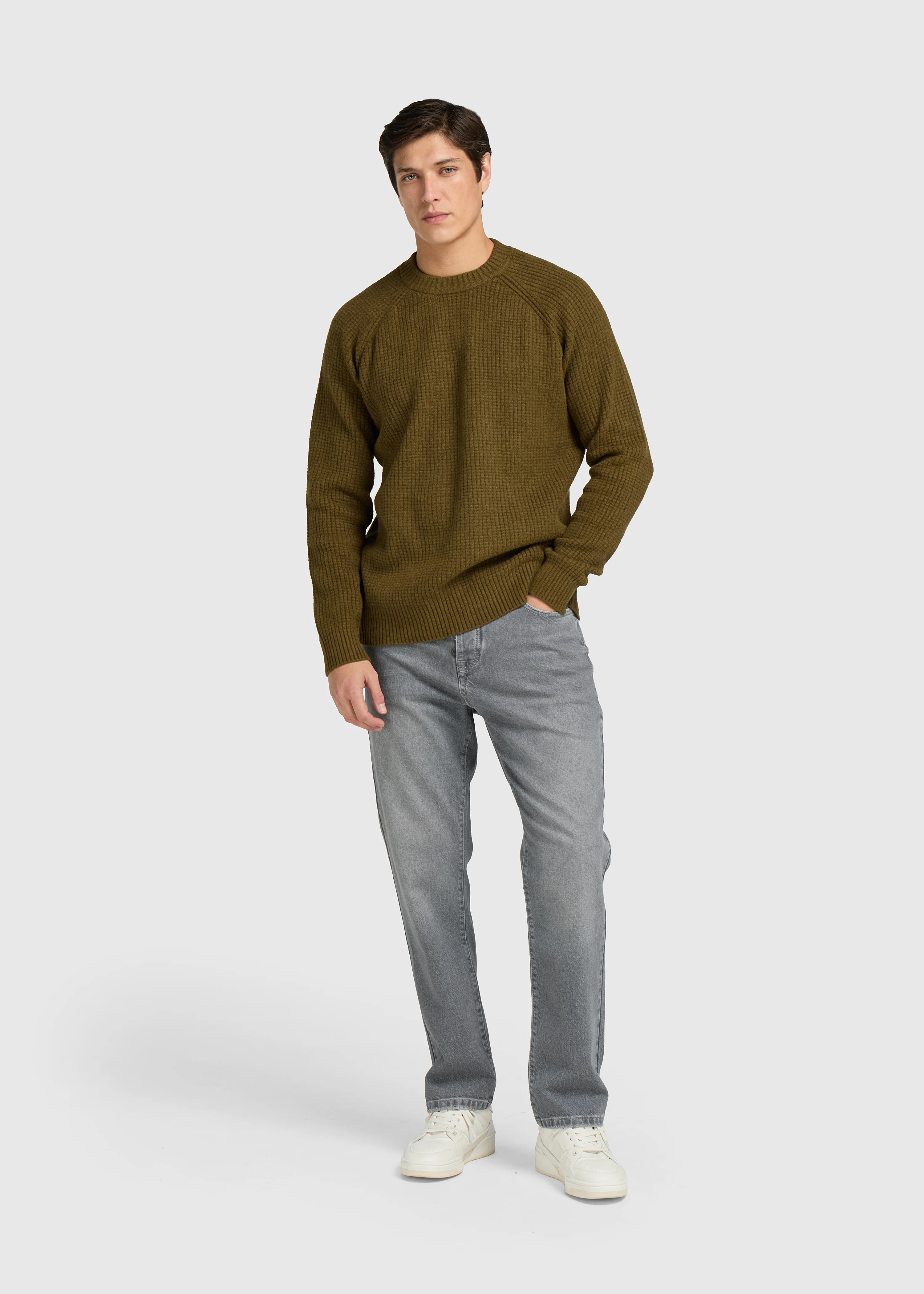 Soft Waffle Crewneck - Dark Green - Image 3