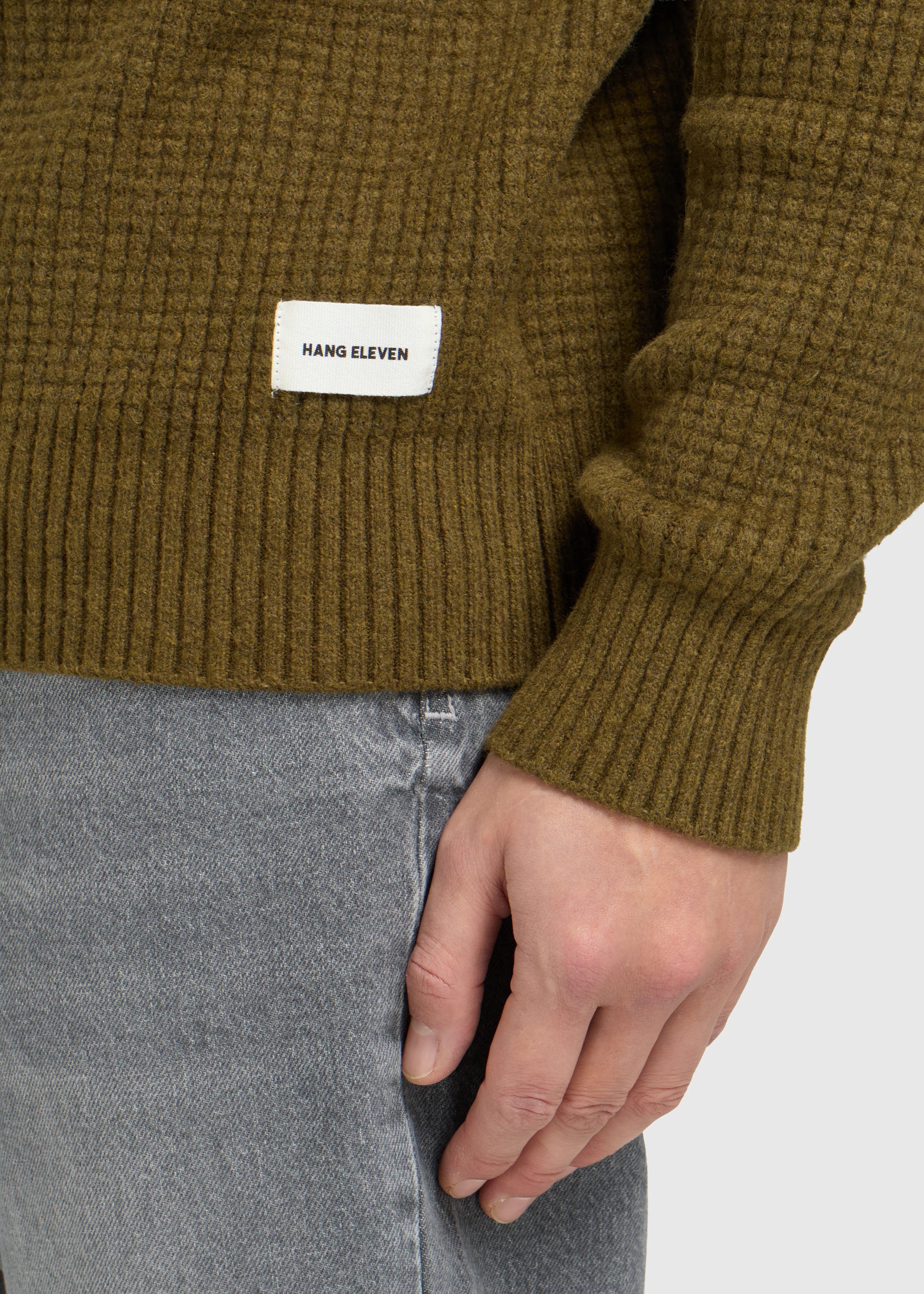 Soft Waffle Crewneck - Dark Green - Image 4