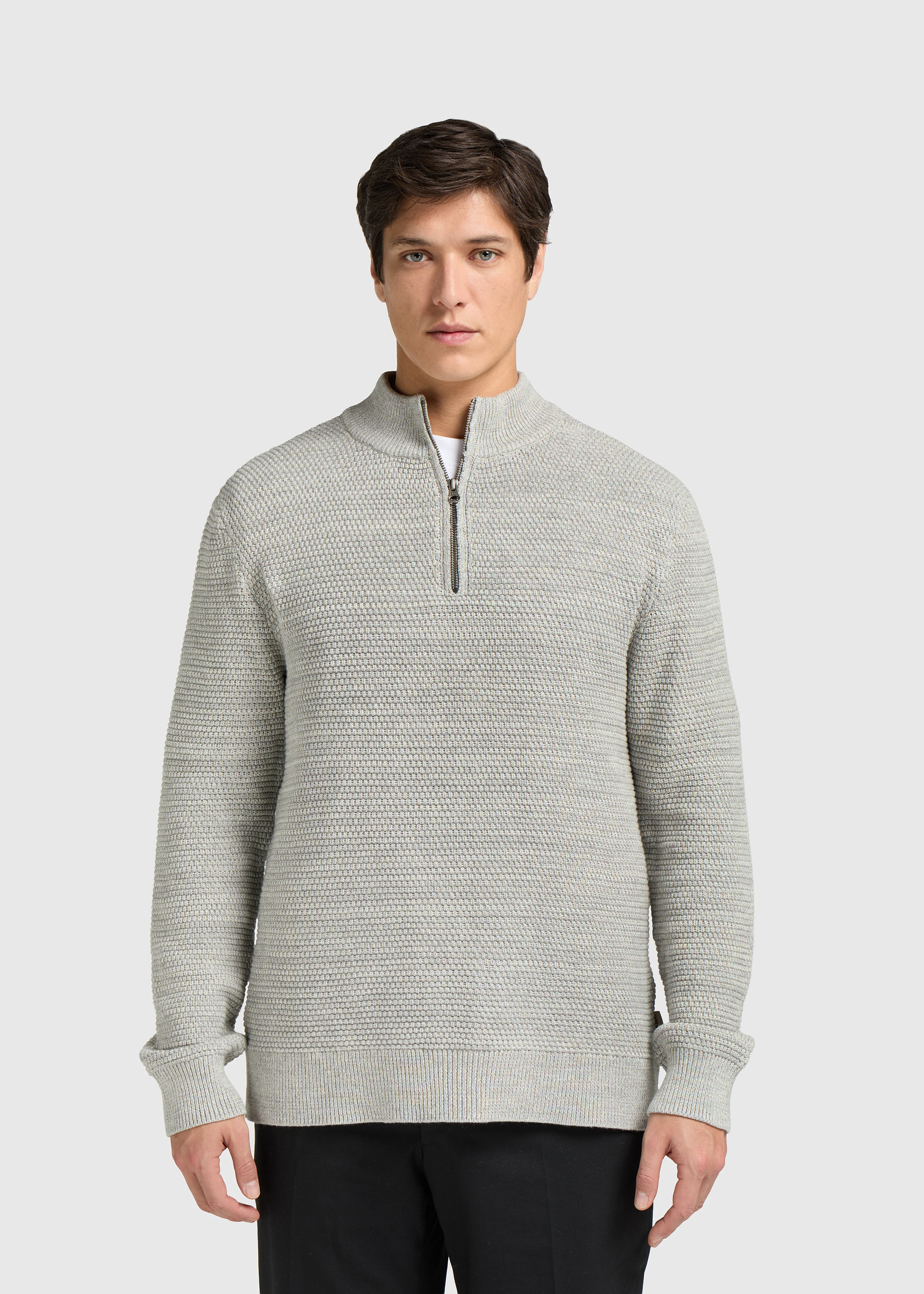 Structure Half Zip Knit - Grey Melee - Image 3