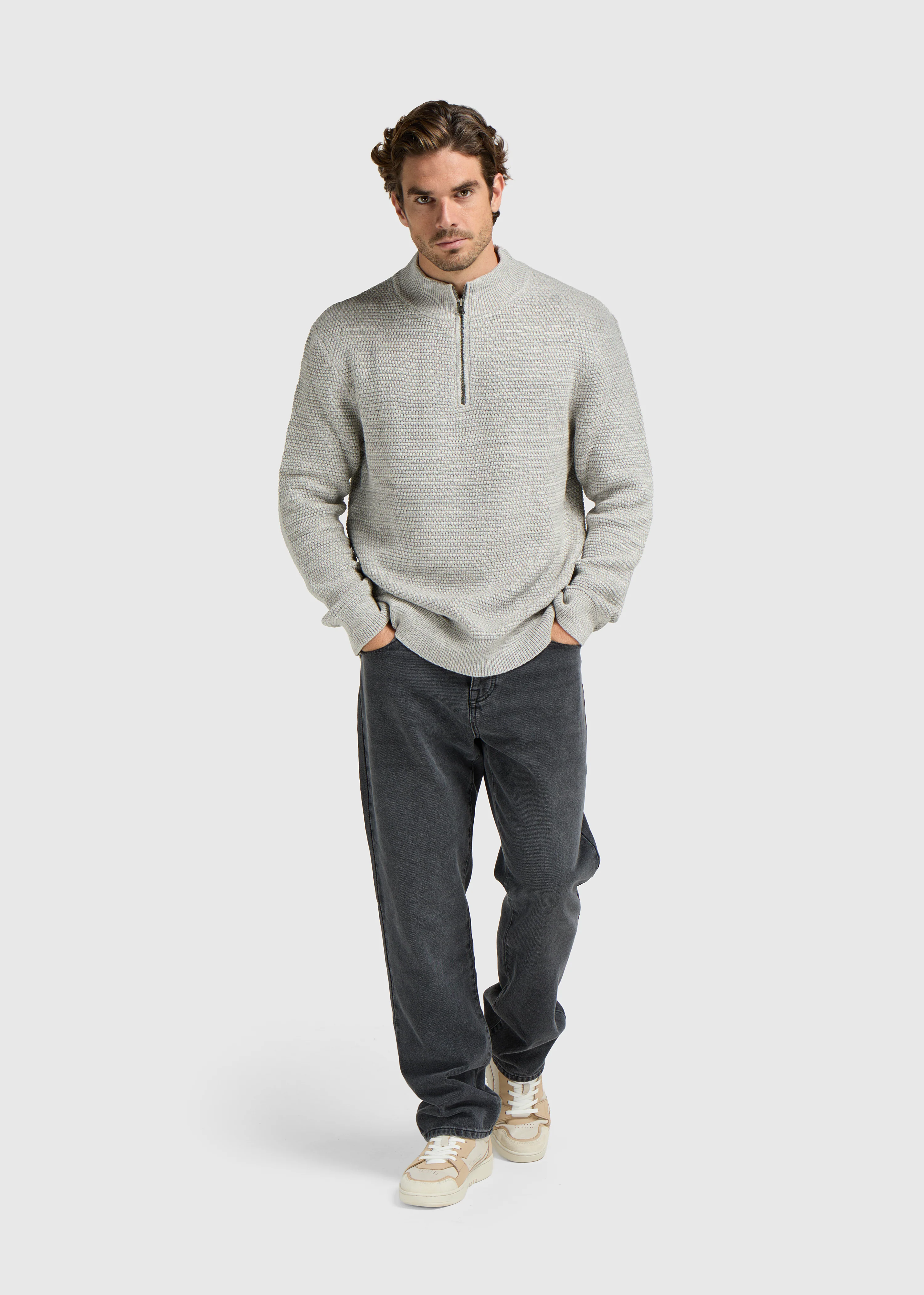 Structure Half Zip Knit - Grey Melee - Image 5
