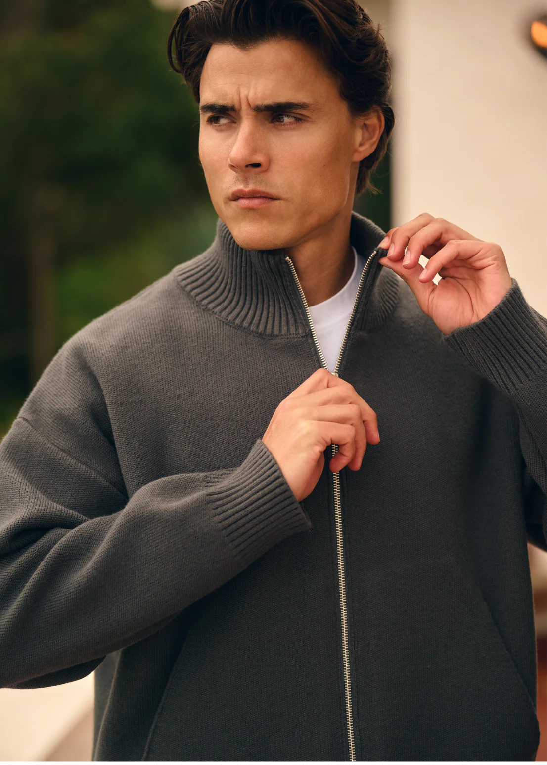 Knitted Full Zip Vest - Anthracite - Image 7