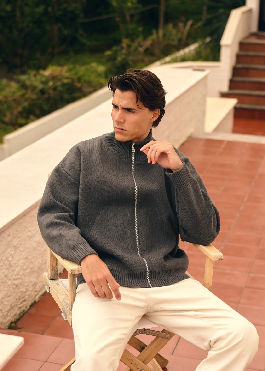 Knitted Full Zip Vest - Anthracite - Image 9
