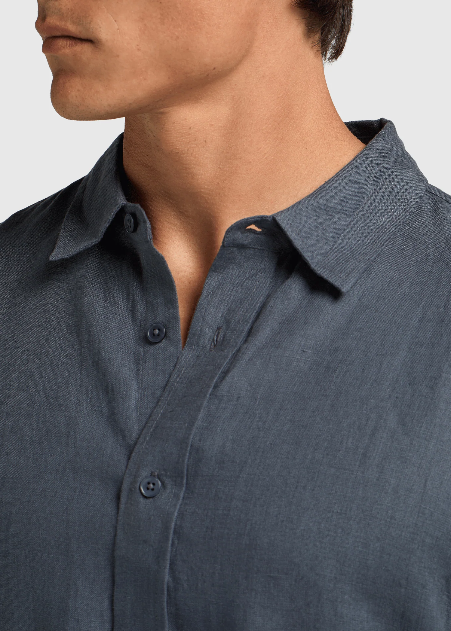 Linen Shirt - Navy Blue - Image 5