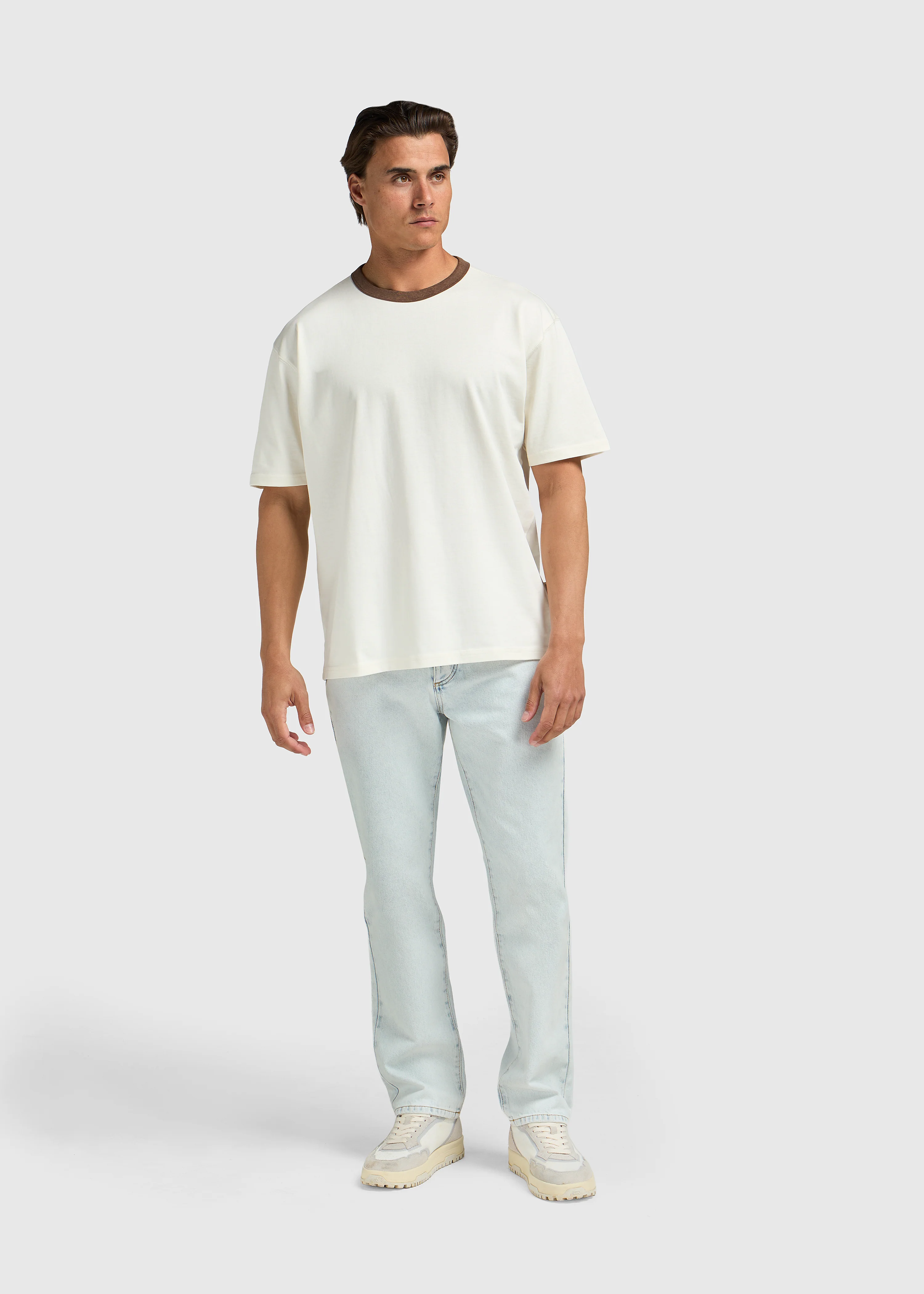 Washed Collar Tee - Brown - Image 5