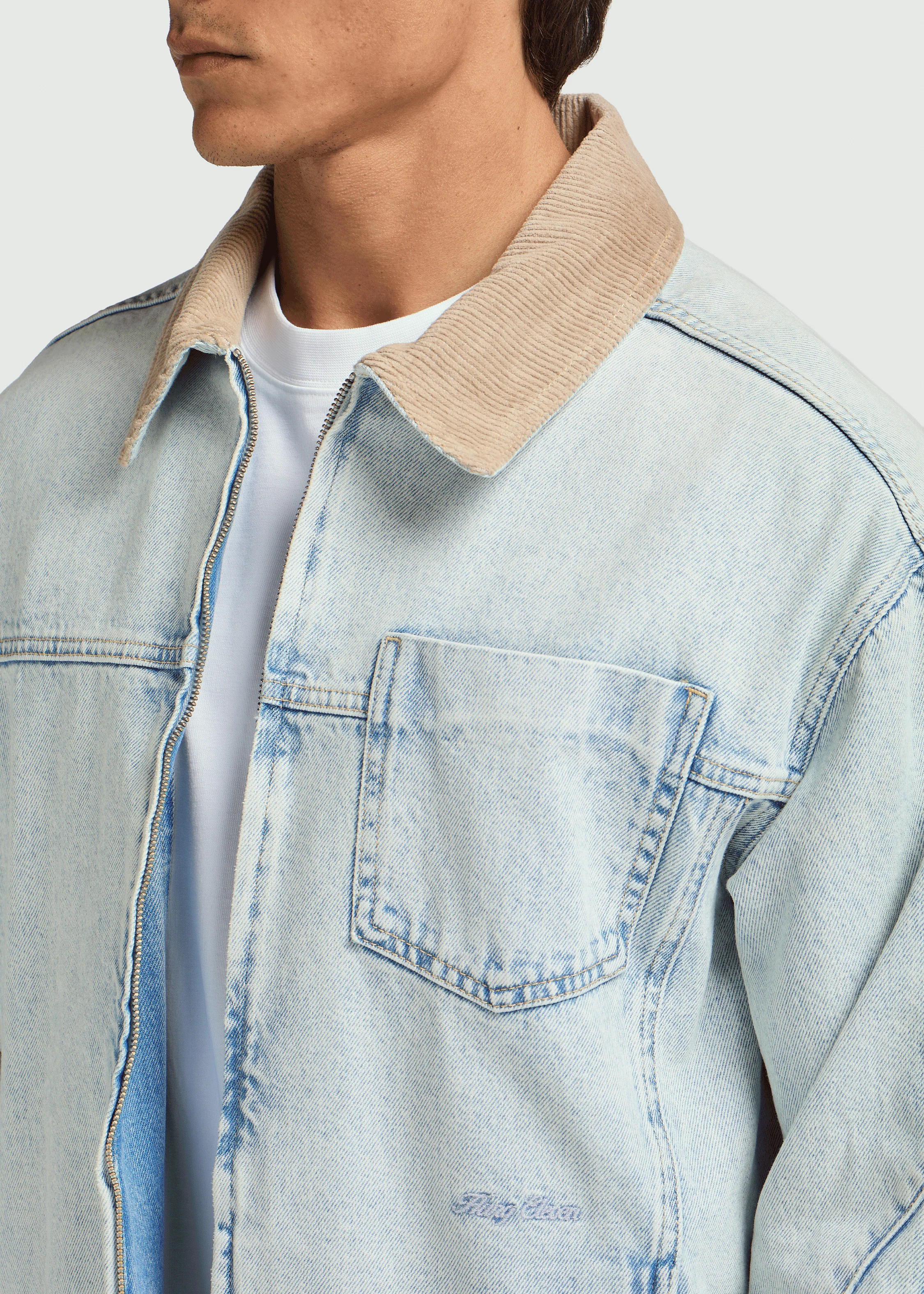Ozzy Denim Jacket - Washed Blue - Image 5