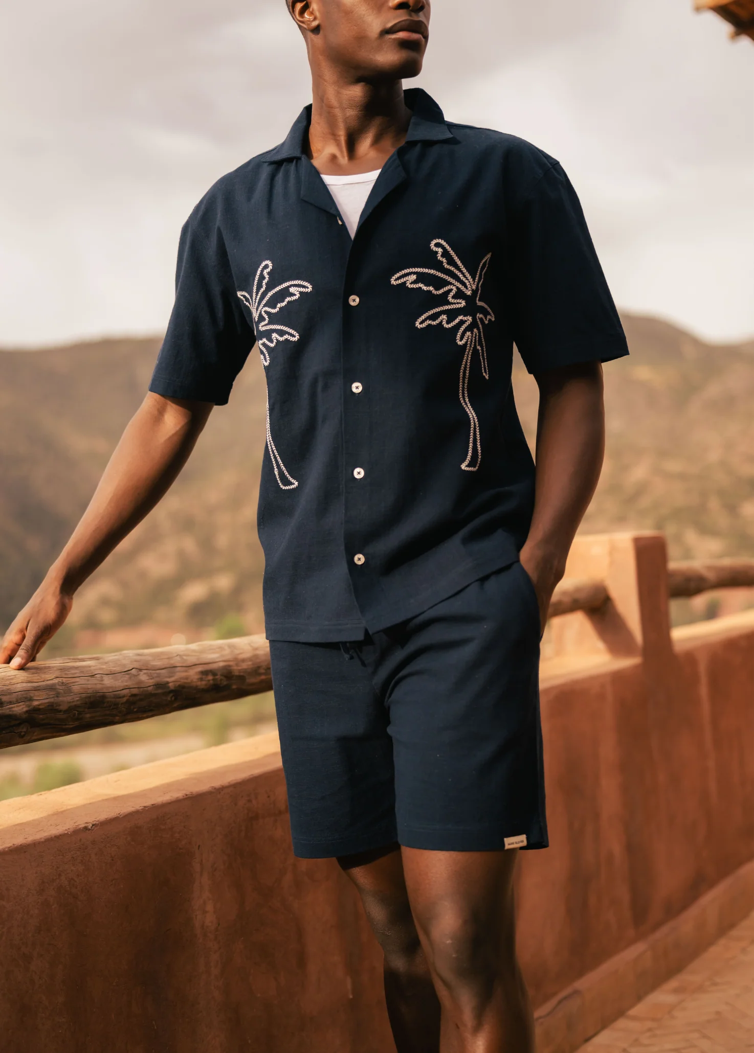 Palm Slub Shirt - Navy Blue - Image 4