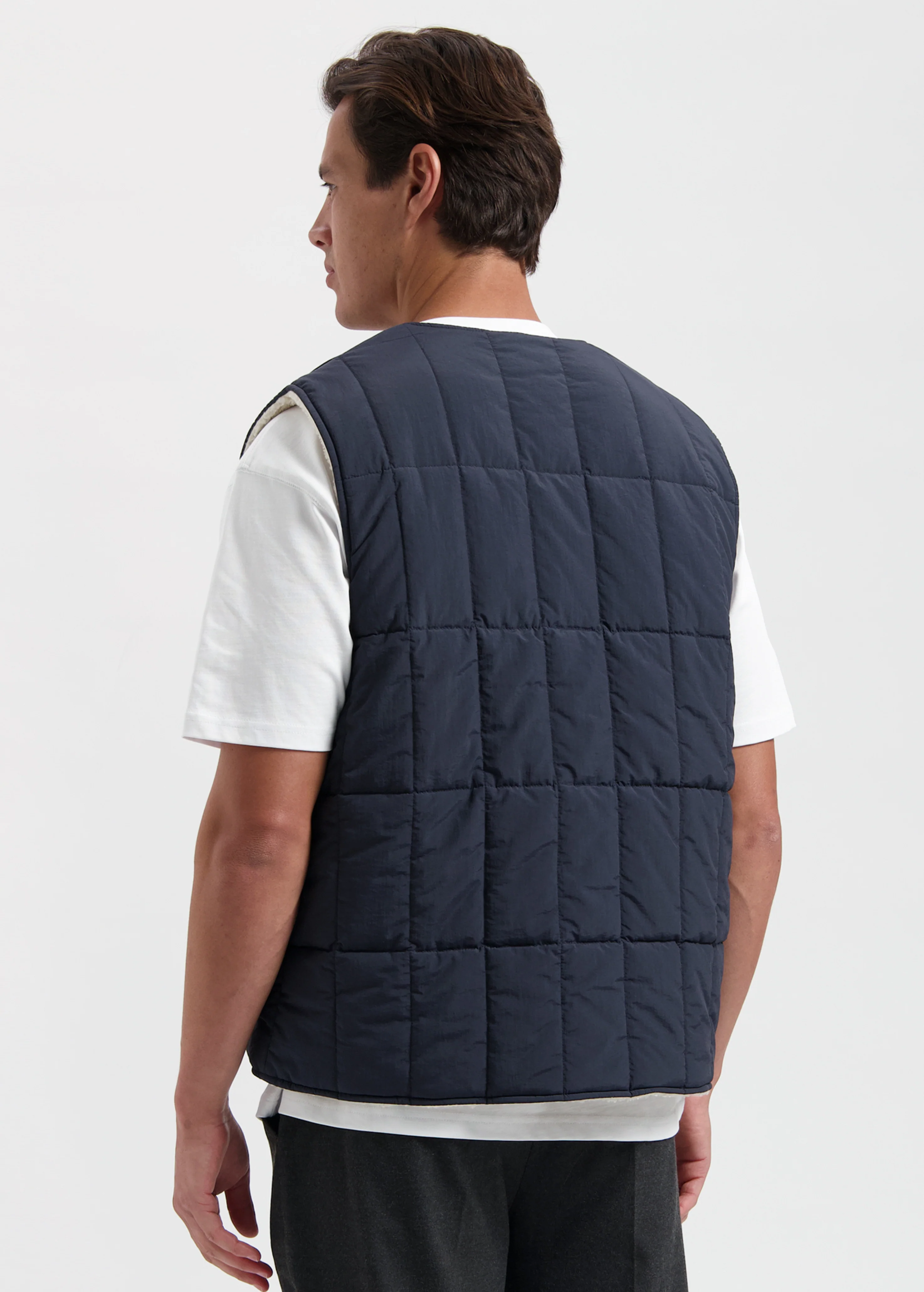 Reversible Teddy Vest - Navy Blue - Image 6