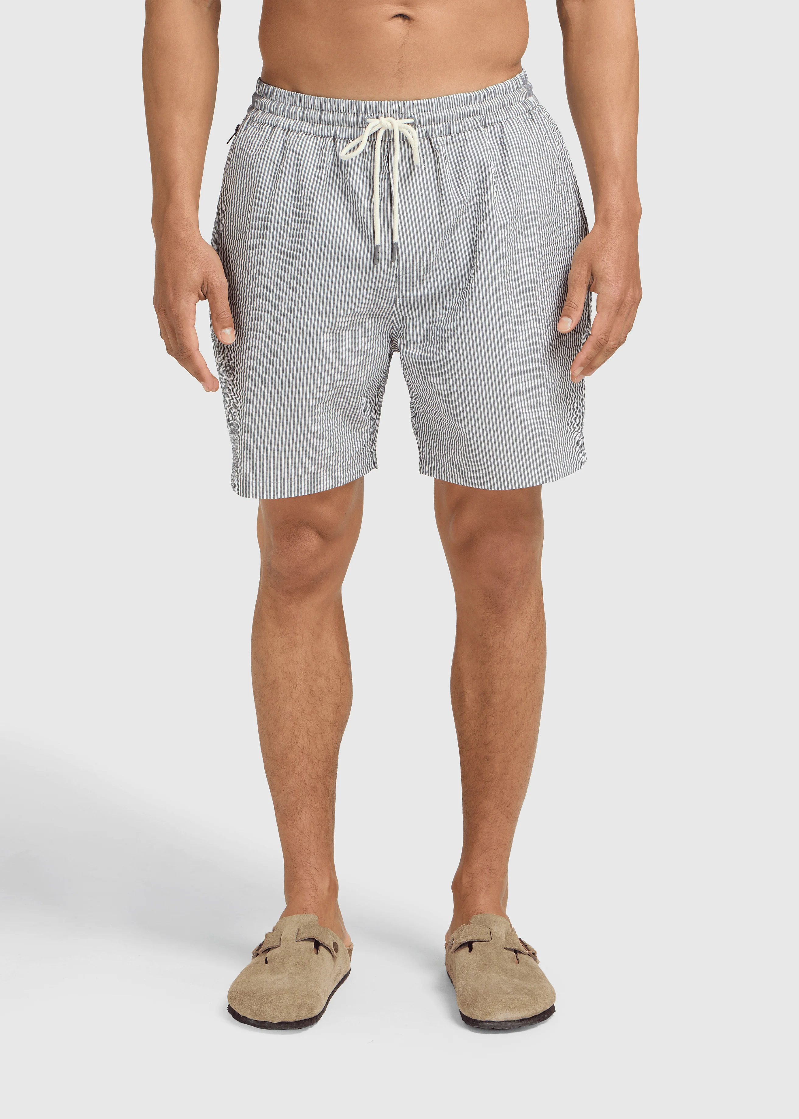 Stripe Seersucker Swim Short - Light Blue - Image 9