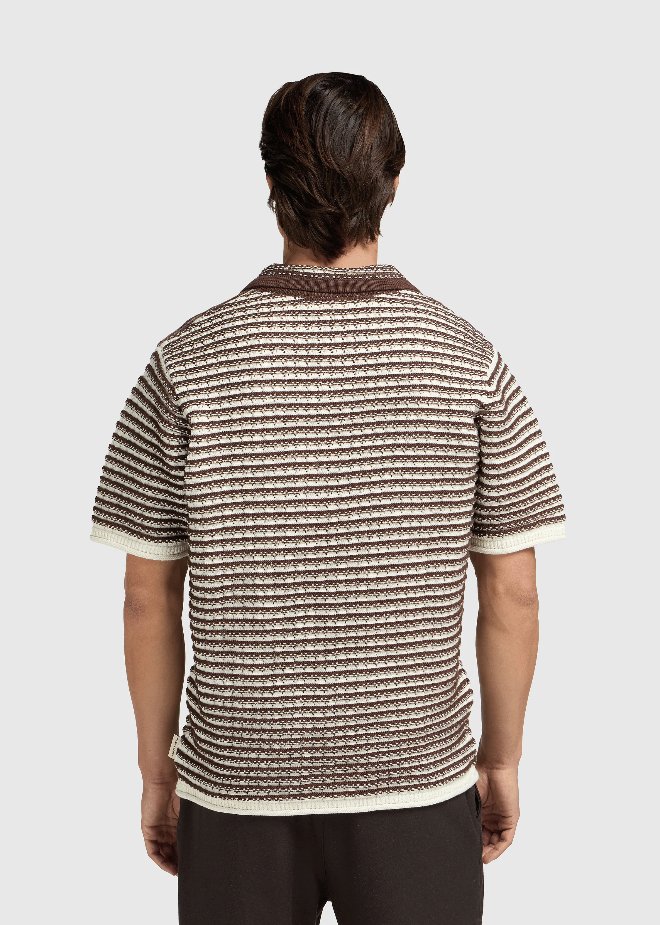Stripe Knitted Polo - Brown - Image 3