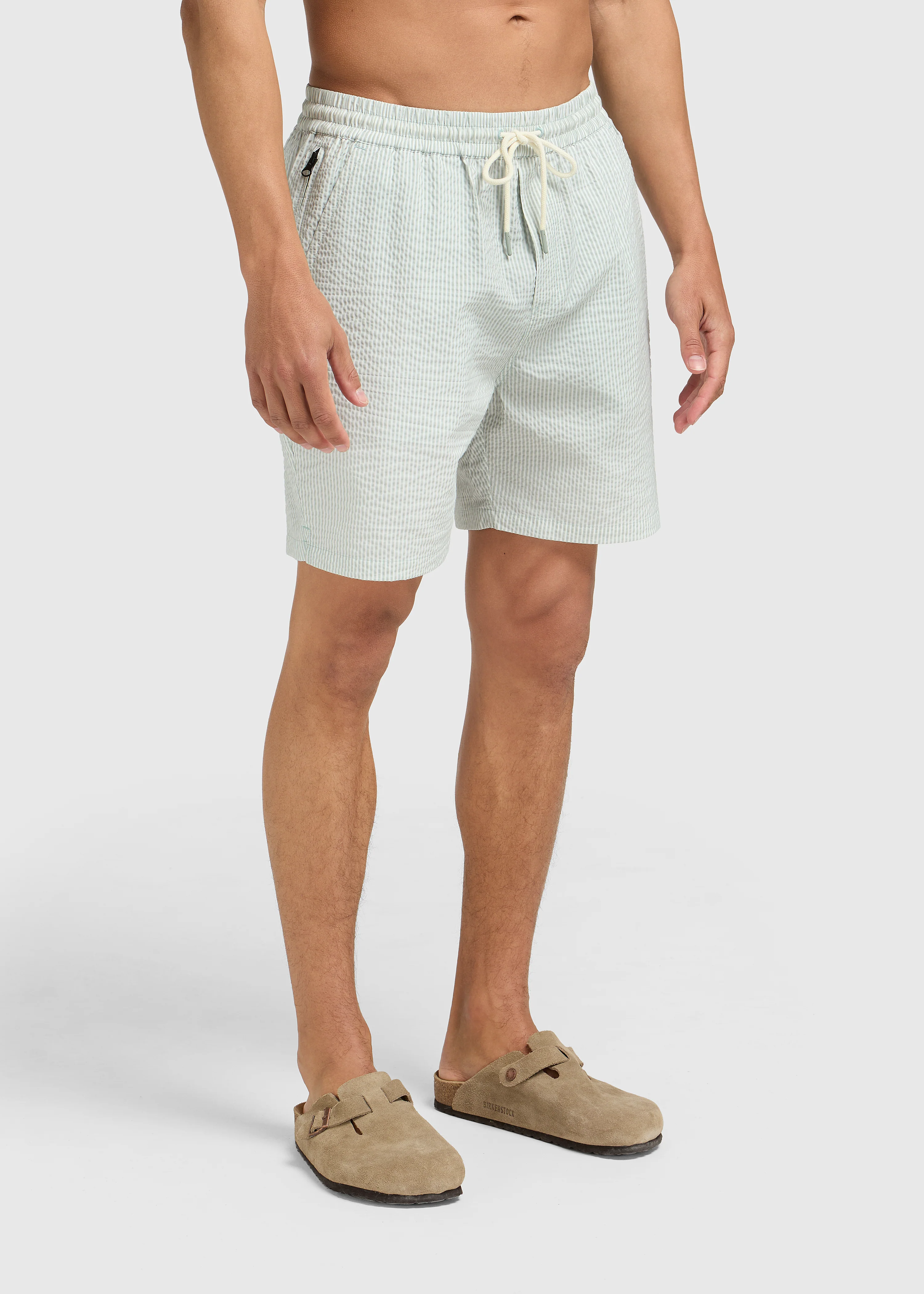 Stripe Seersucker Swim Short - Light Green - Image 2
