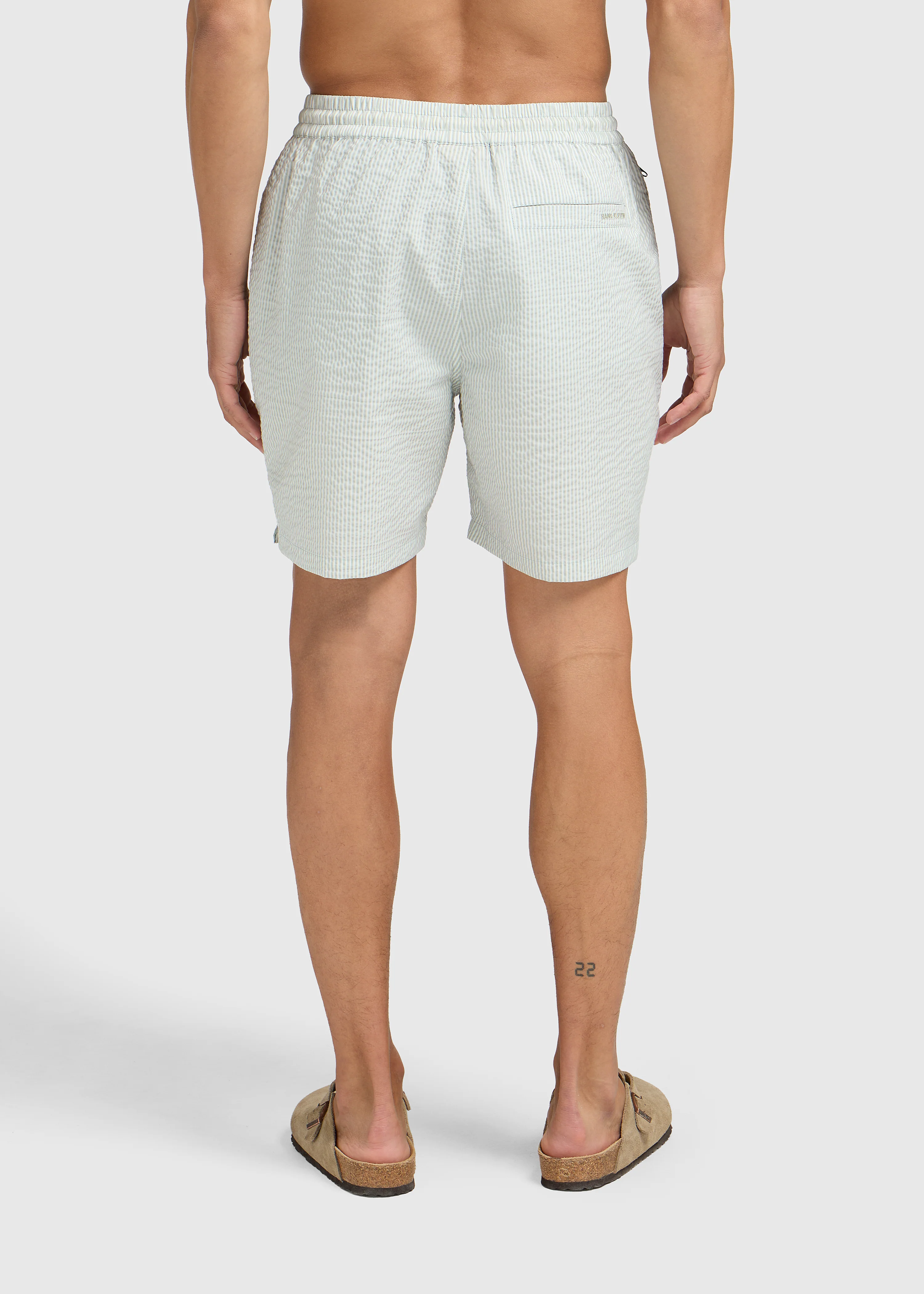 Stripe Seersucker Swim Short - Light Green - Image 7