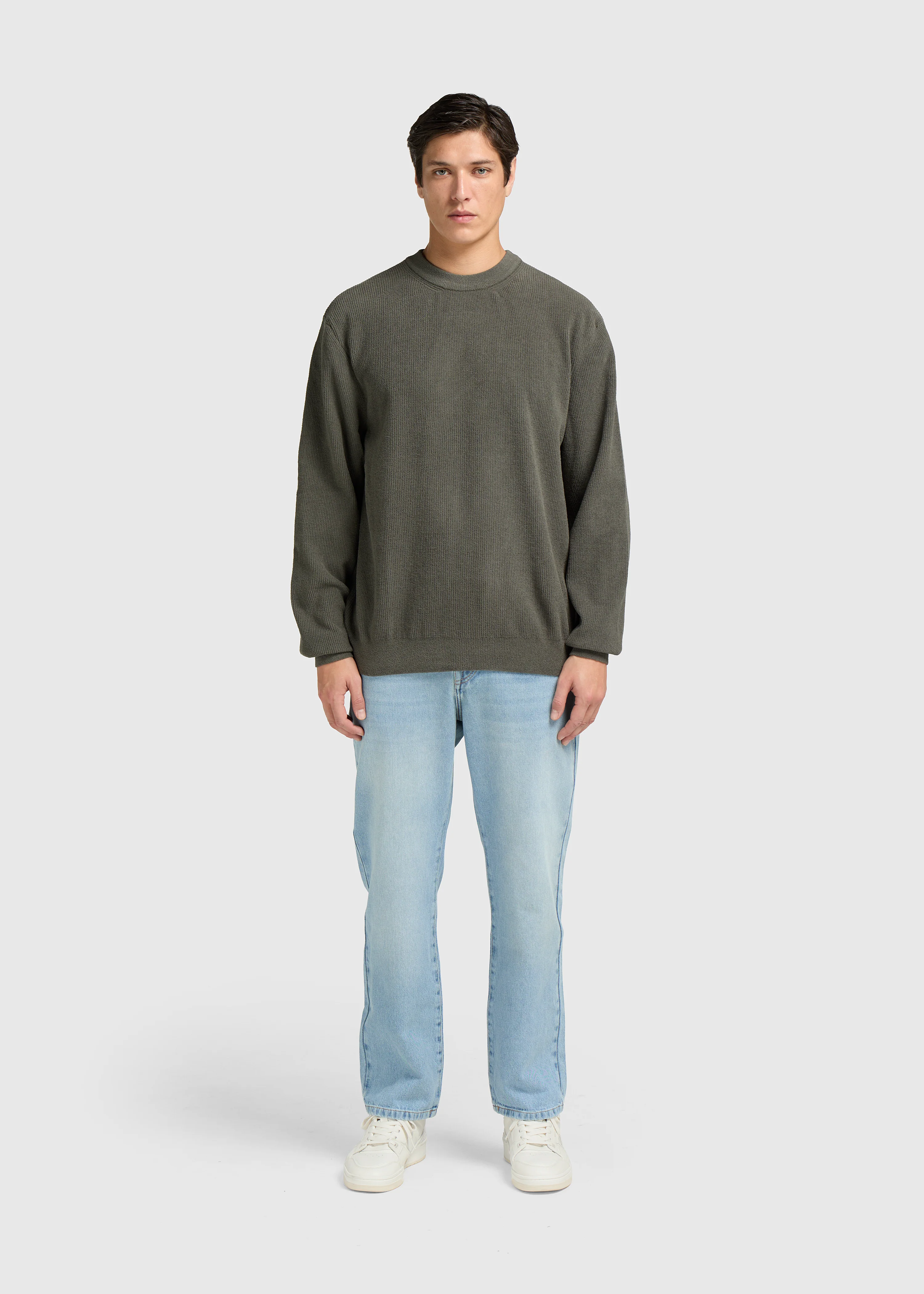 Structure Knit Crewneck - Dark Green - Image 3