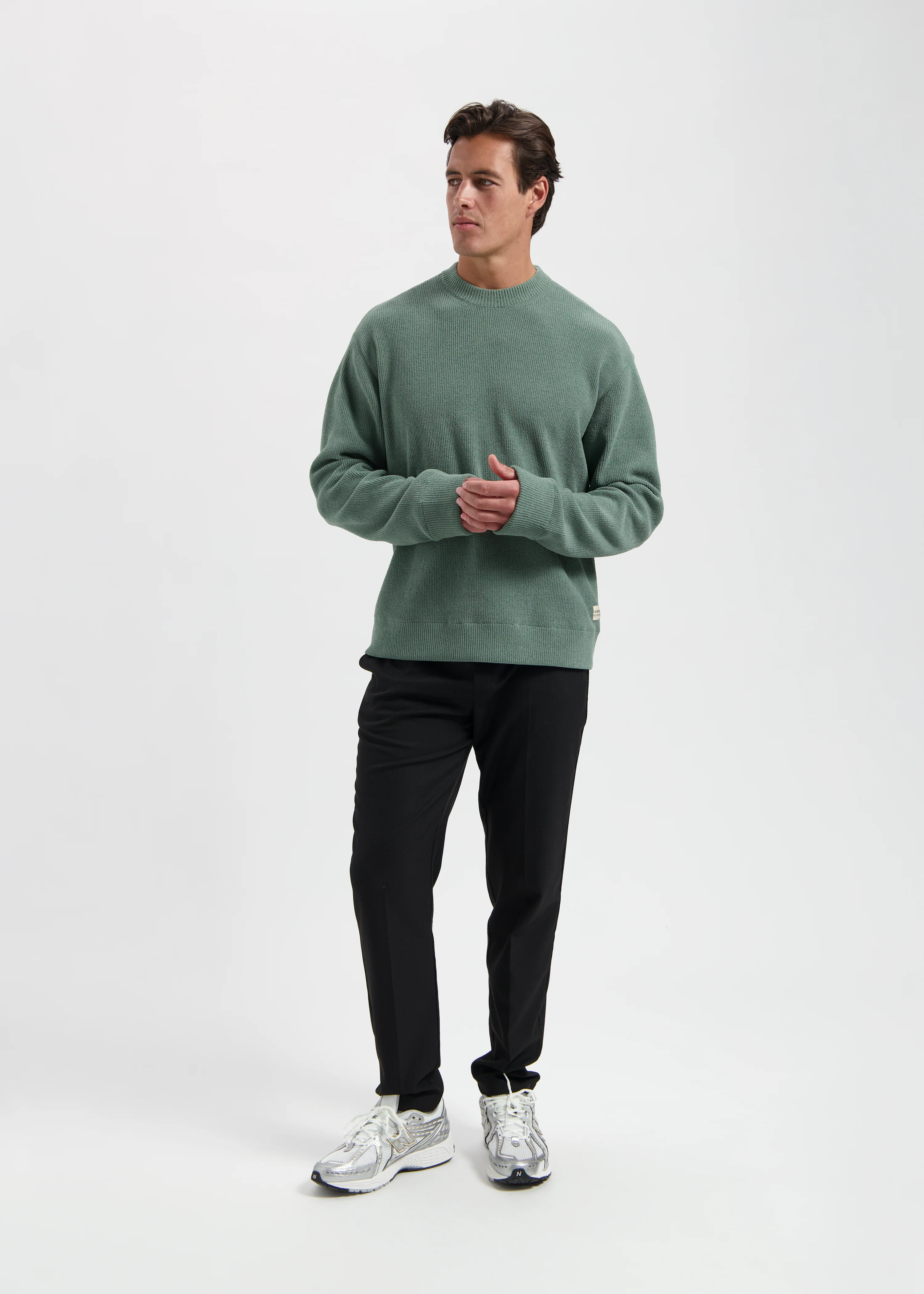 Structure Knit Crewneck - Slate Green - Image 3