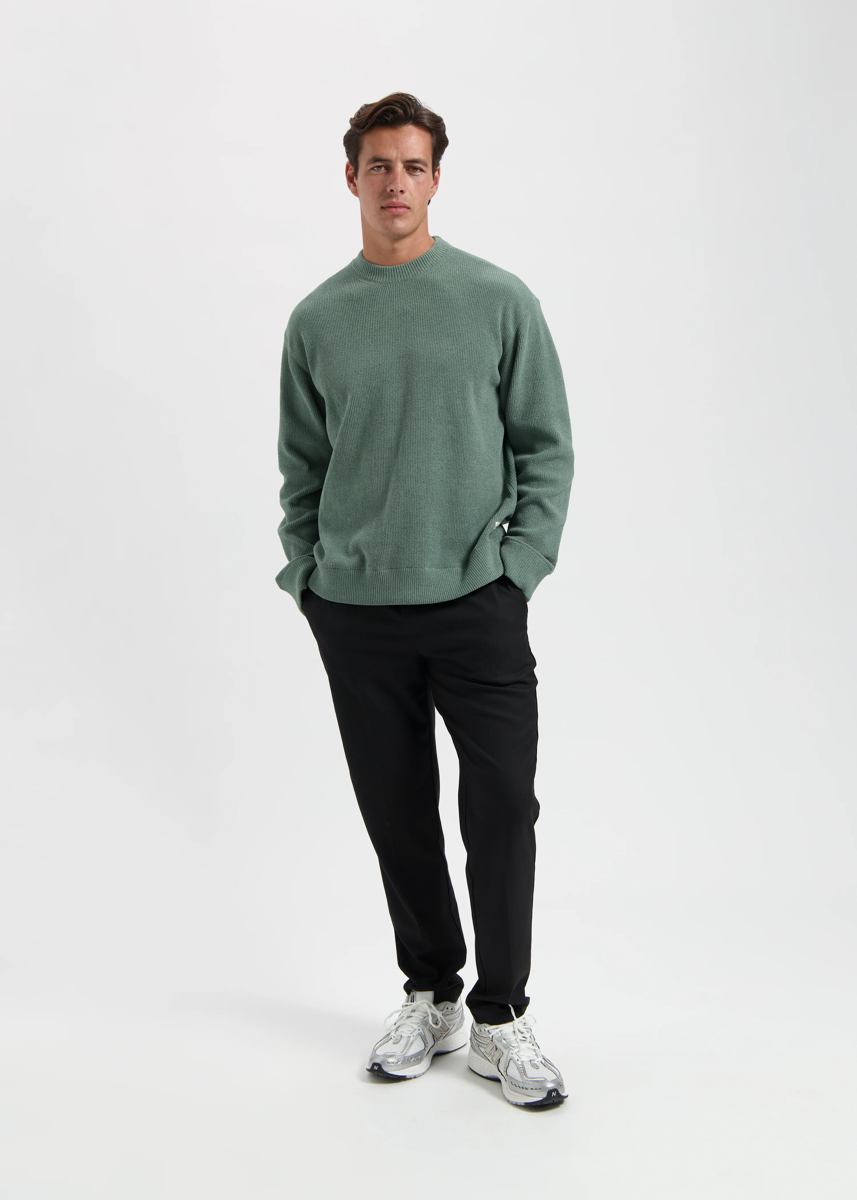 Structure Knit Crewneck - Slate Green - Image 5