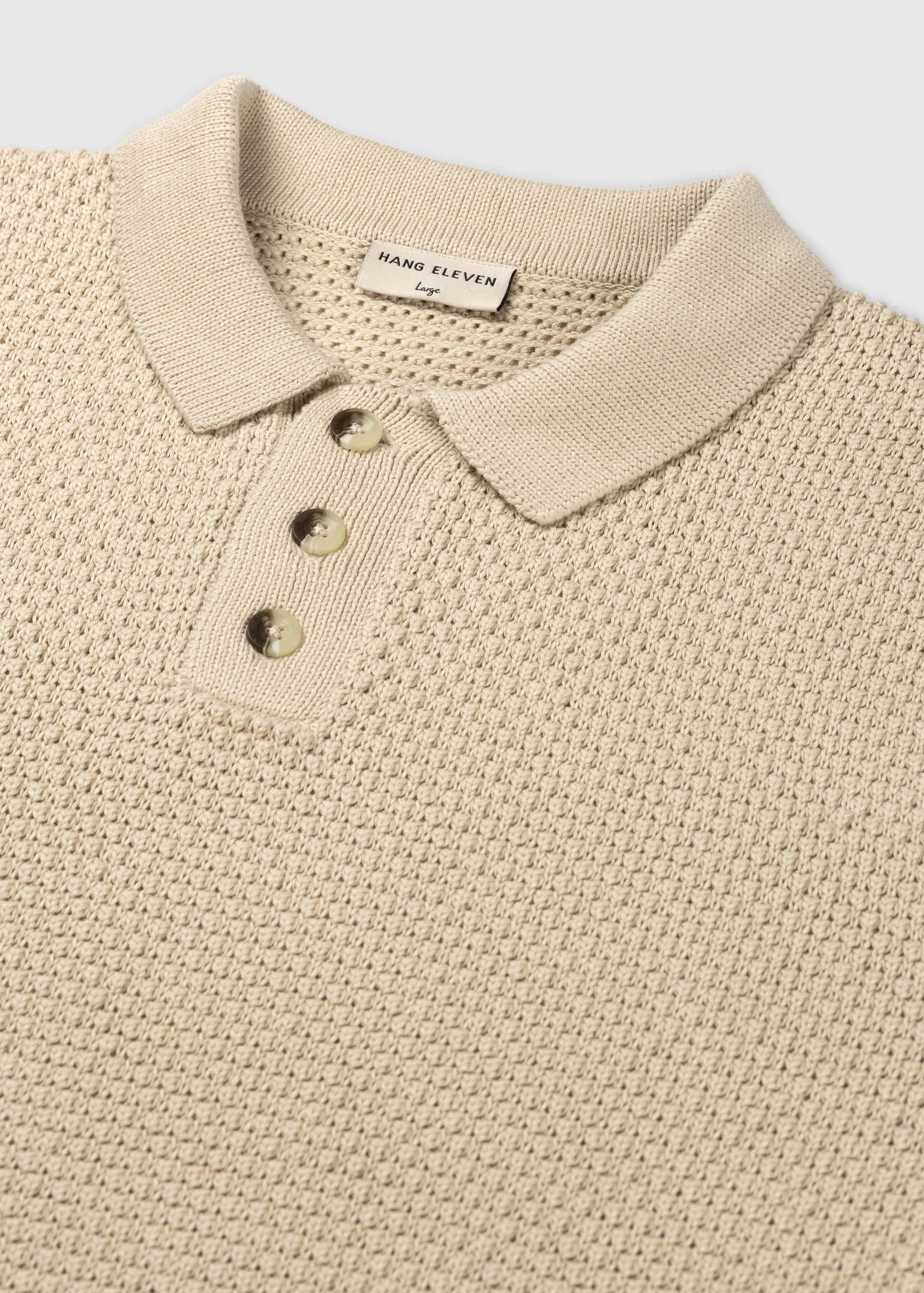 The Crochet Knit Polo - Sand - Image 4