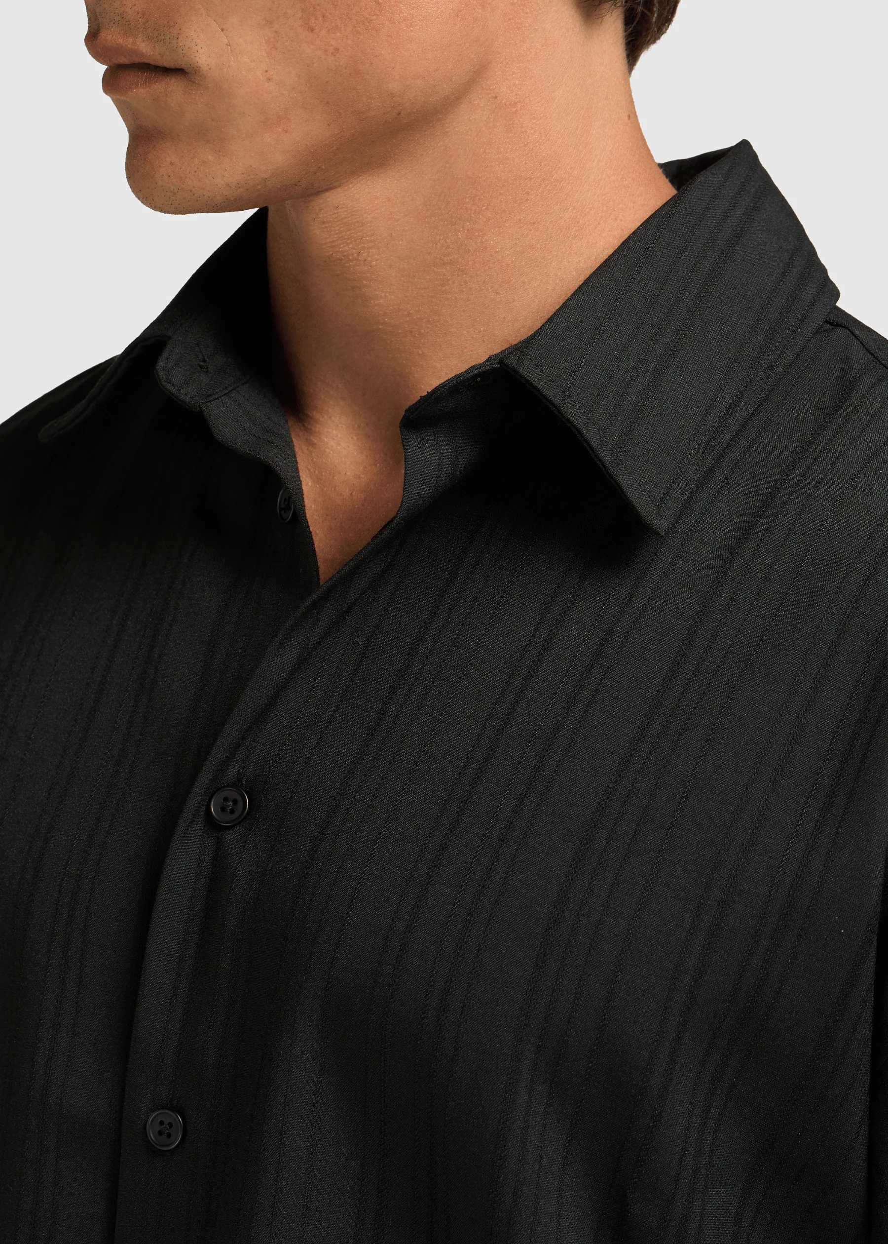 Jacquard Summer shirt - Black - Image 3