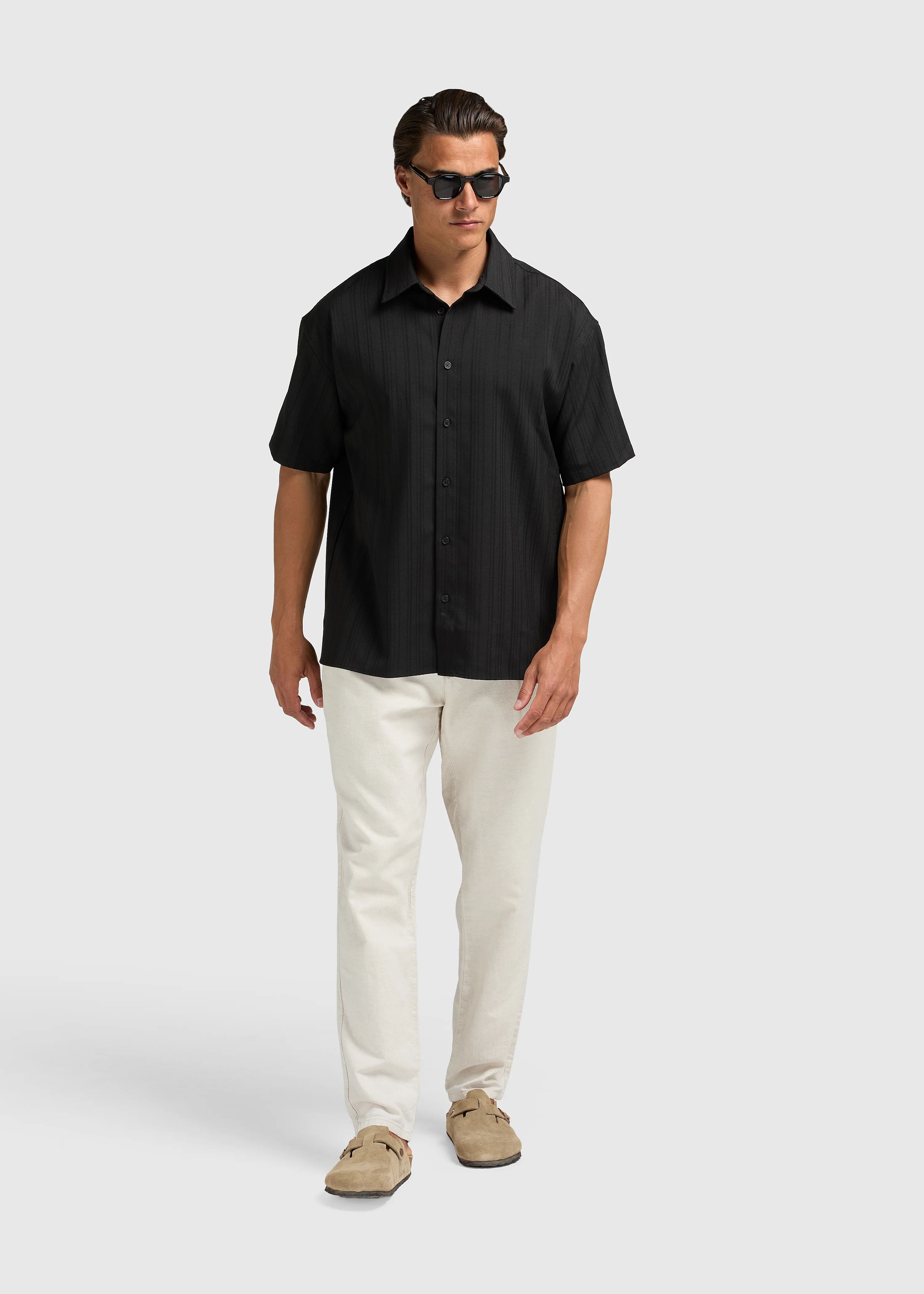 Jacquard Summer shirt - Black - Image 4