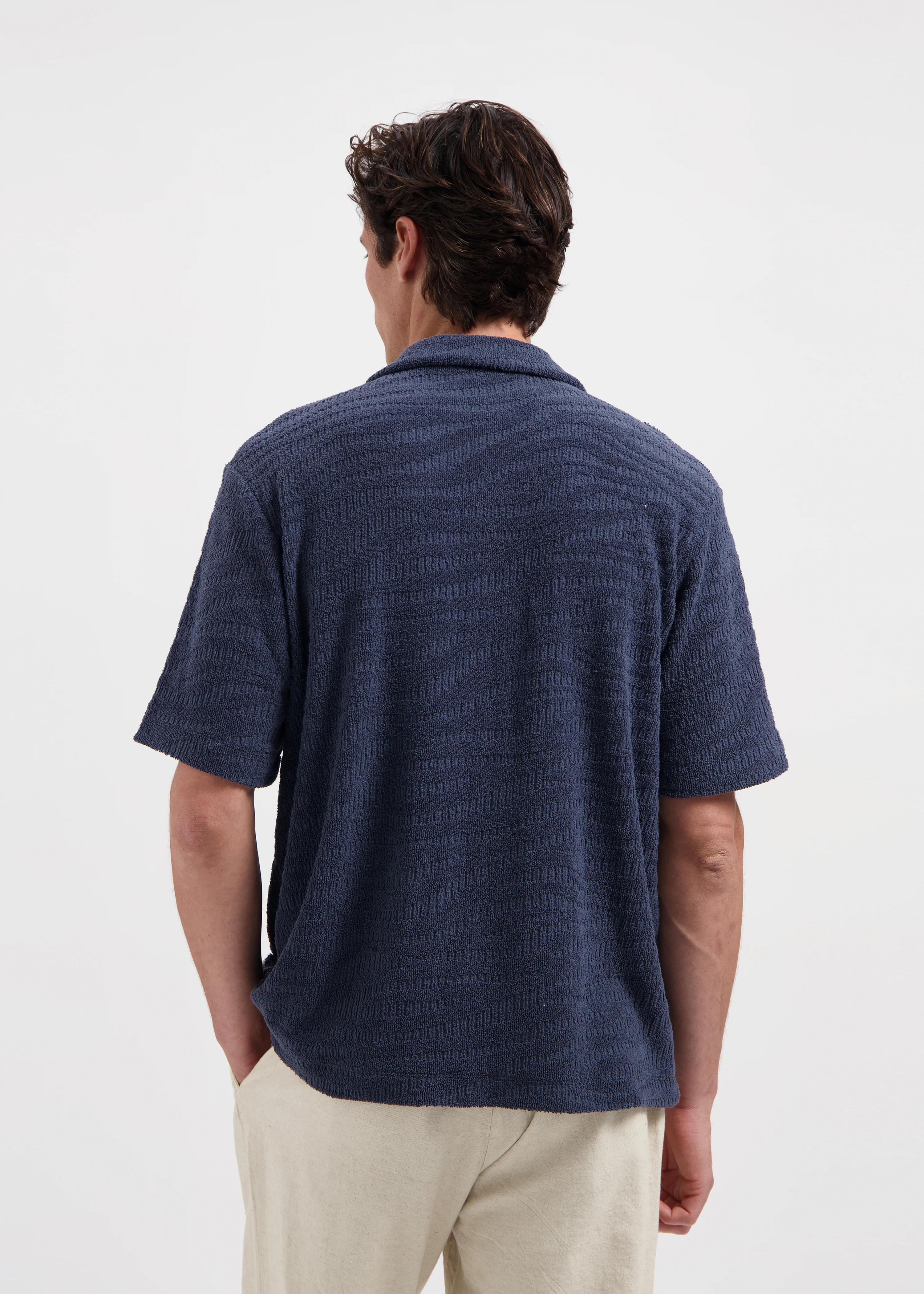 Terry Jacquard Shirt - Navy Blue - Image 2