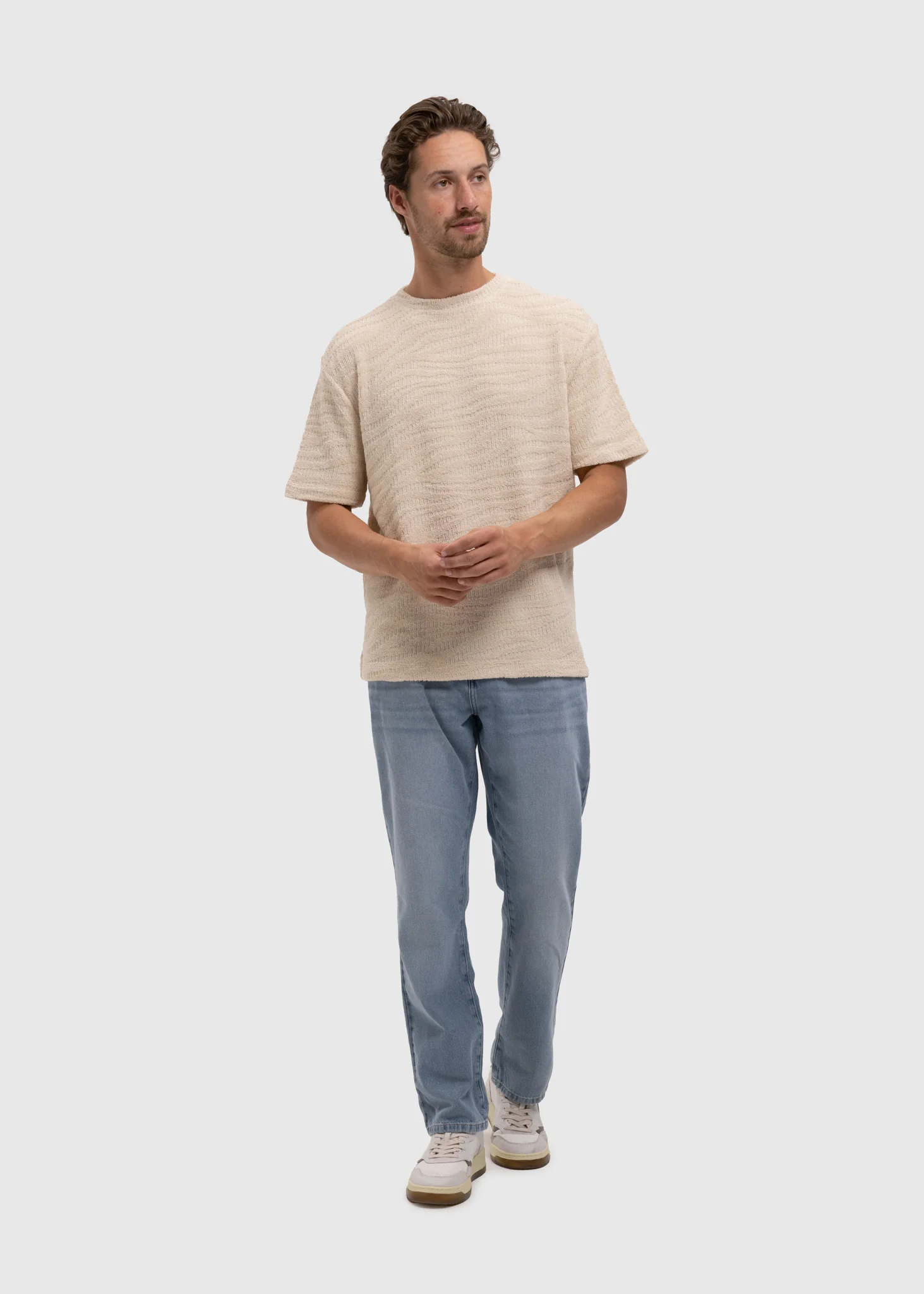 Terry Jacquard Tee - Sand - Image 5
