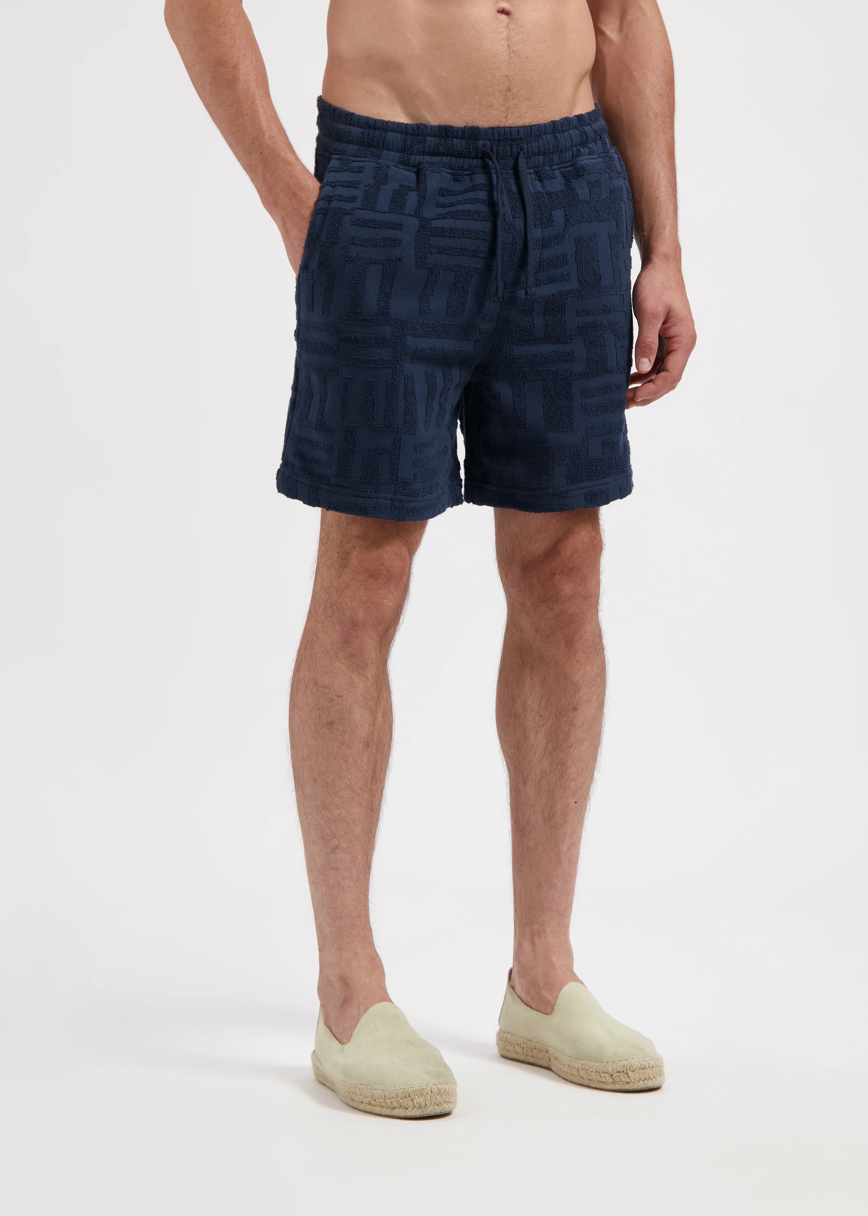 Toweling Jacquard Short - Navy Blue - Image 4