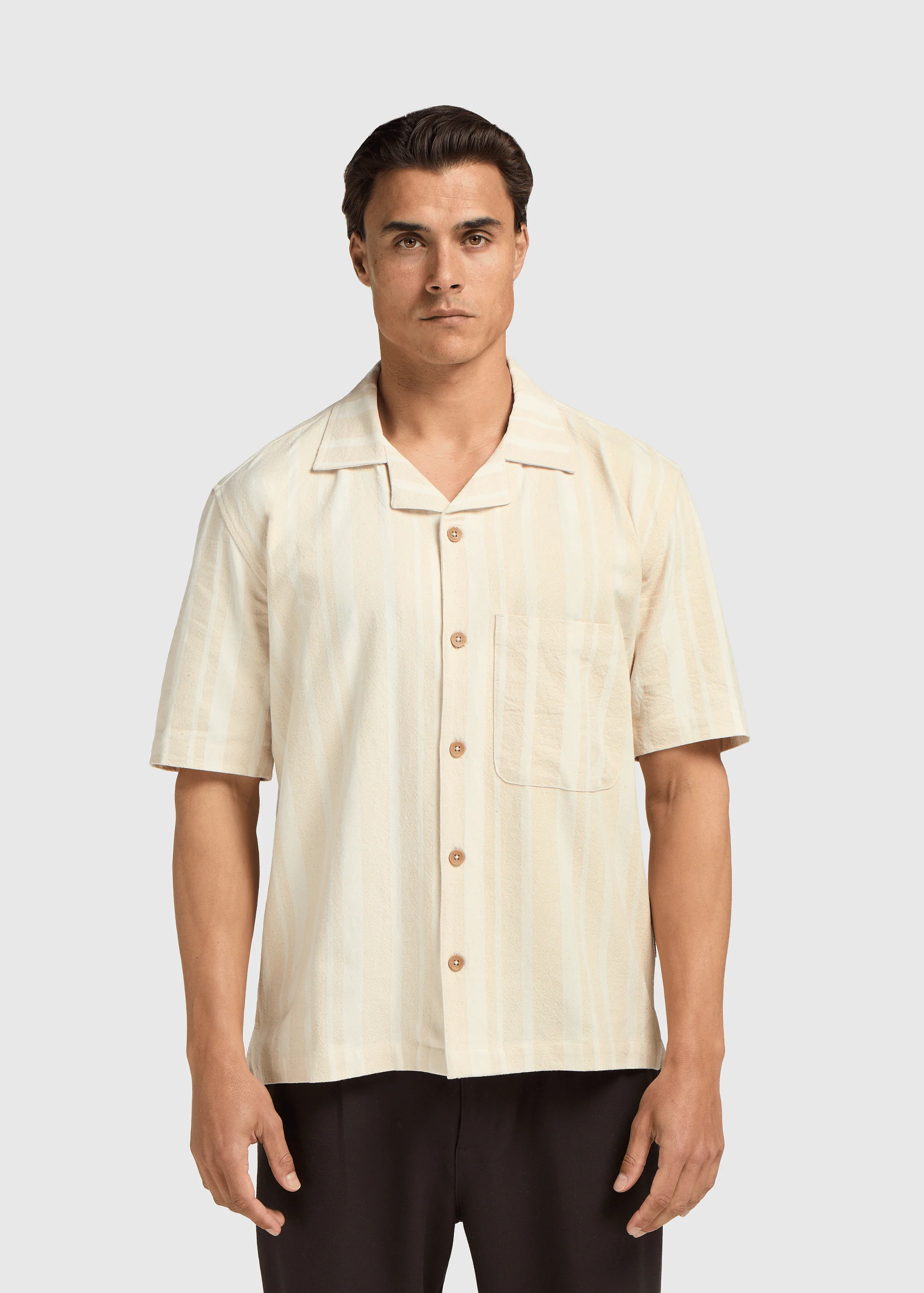Premium Stripe Shirt - Sand - Image 2