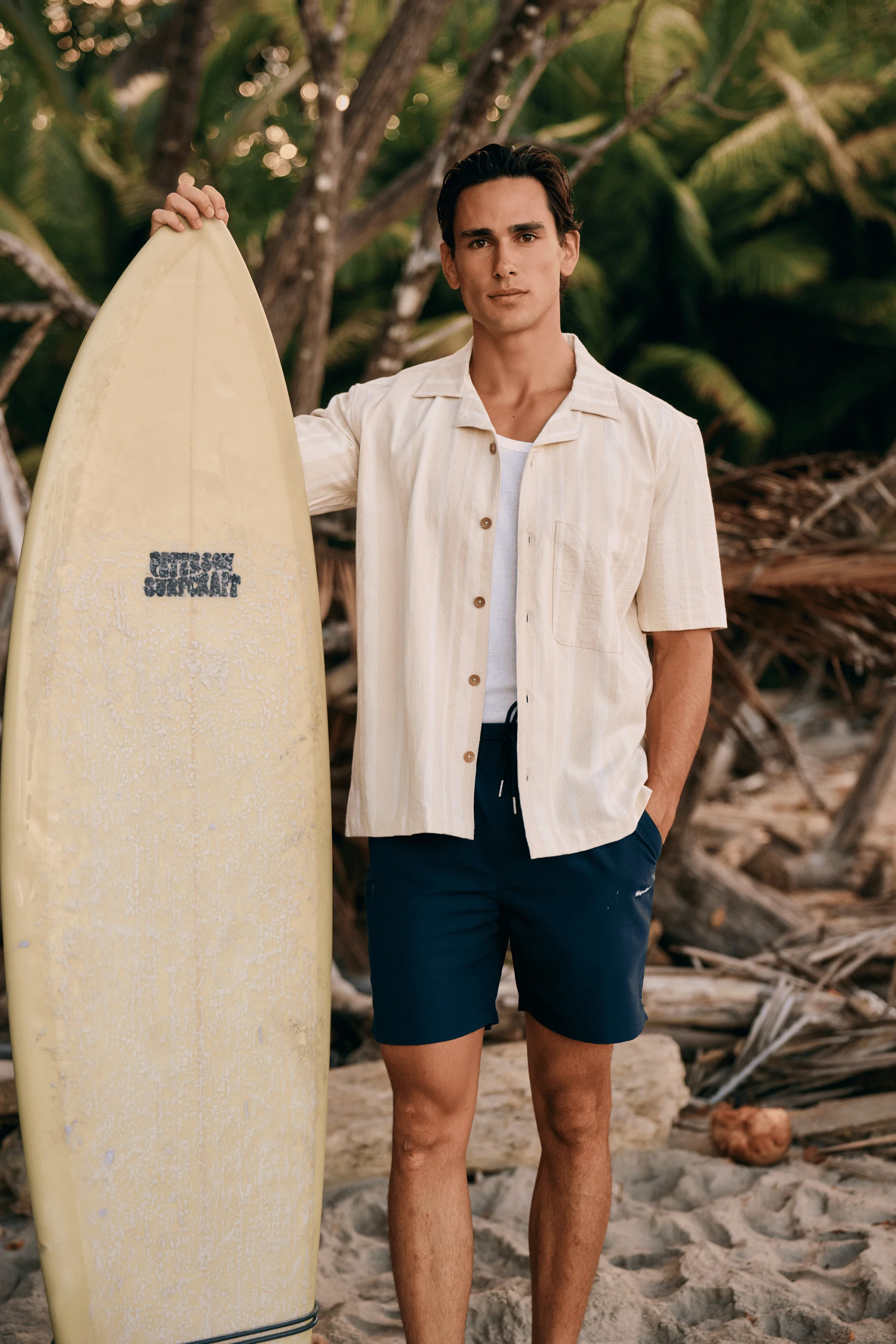 Premium Stripe Shirt - Sand - Image 4