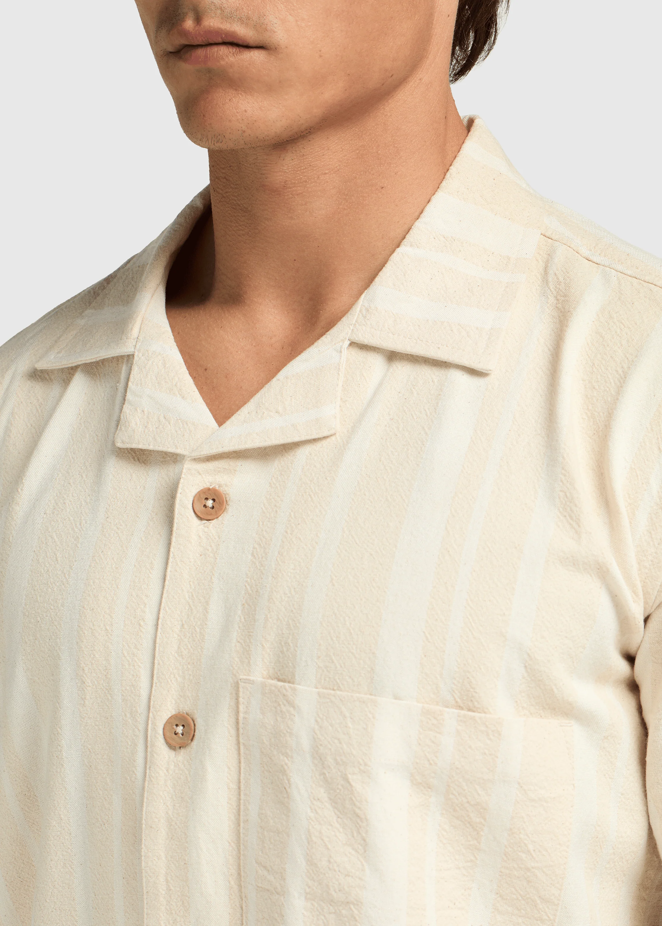 Premium Stripe Shirt - Sand - Image 6