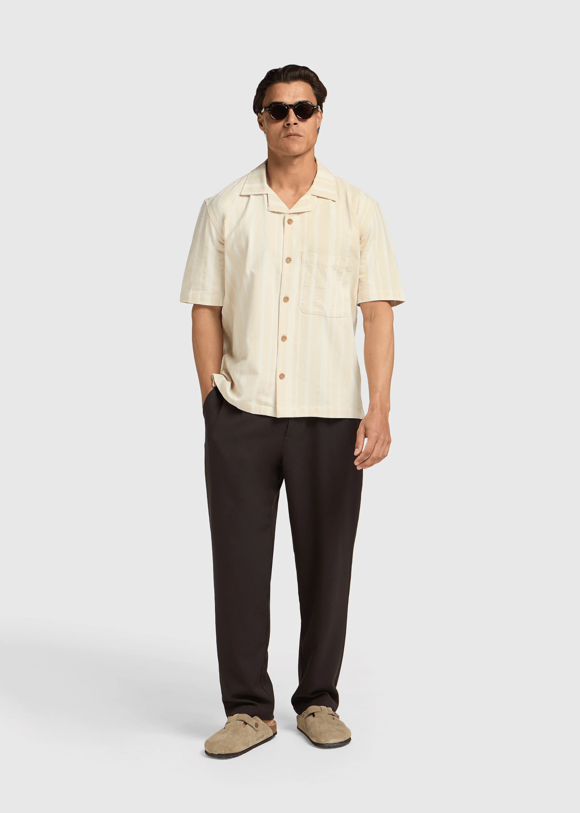 Premium Stripe Shirt - Sand - Image 9