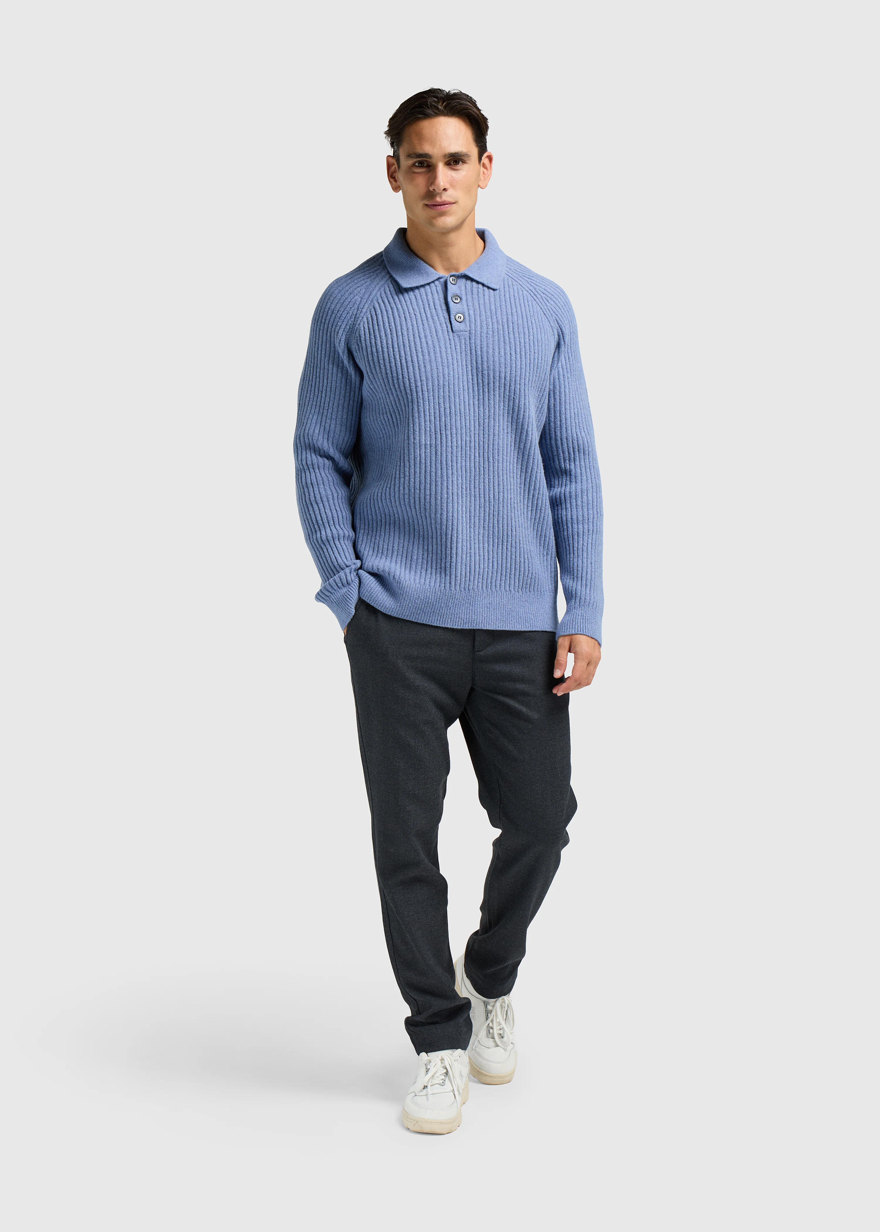Soft Structure Polo - Blue Melange - Image 5