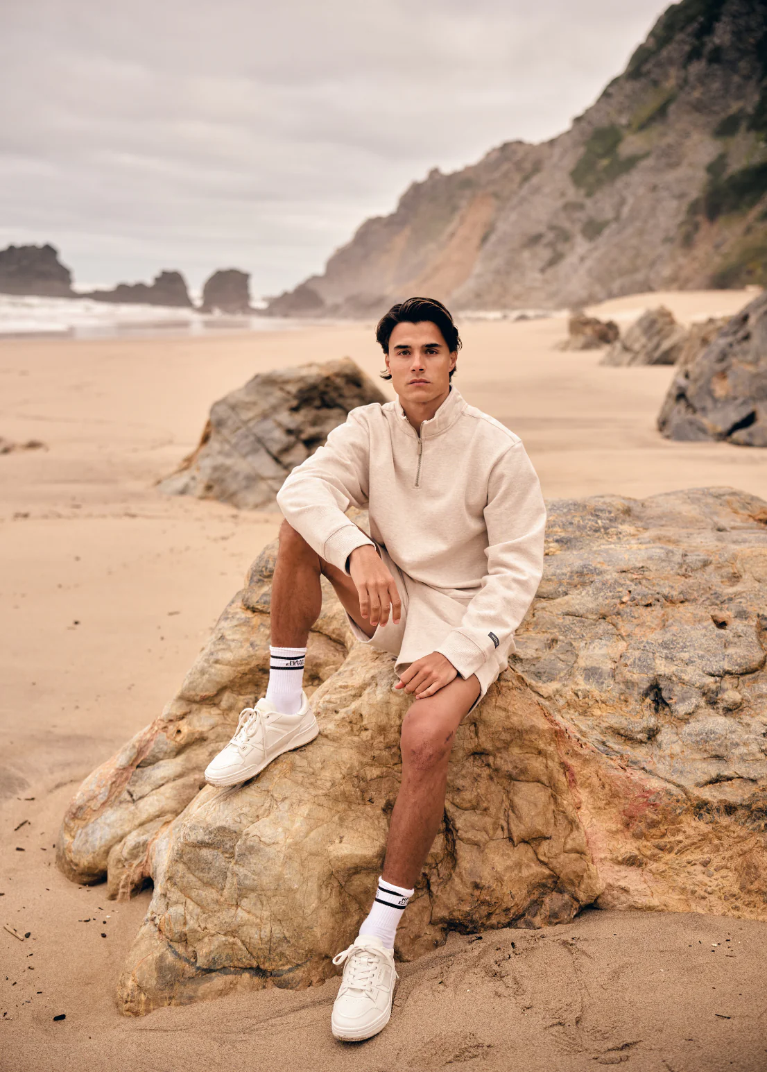 Vintage Washed Half Zip - Sand - Image 6