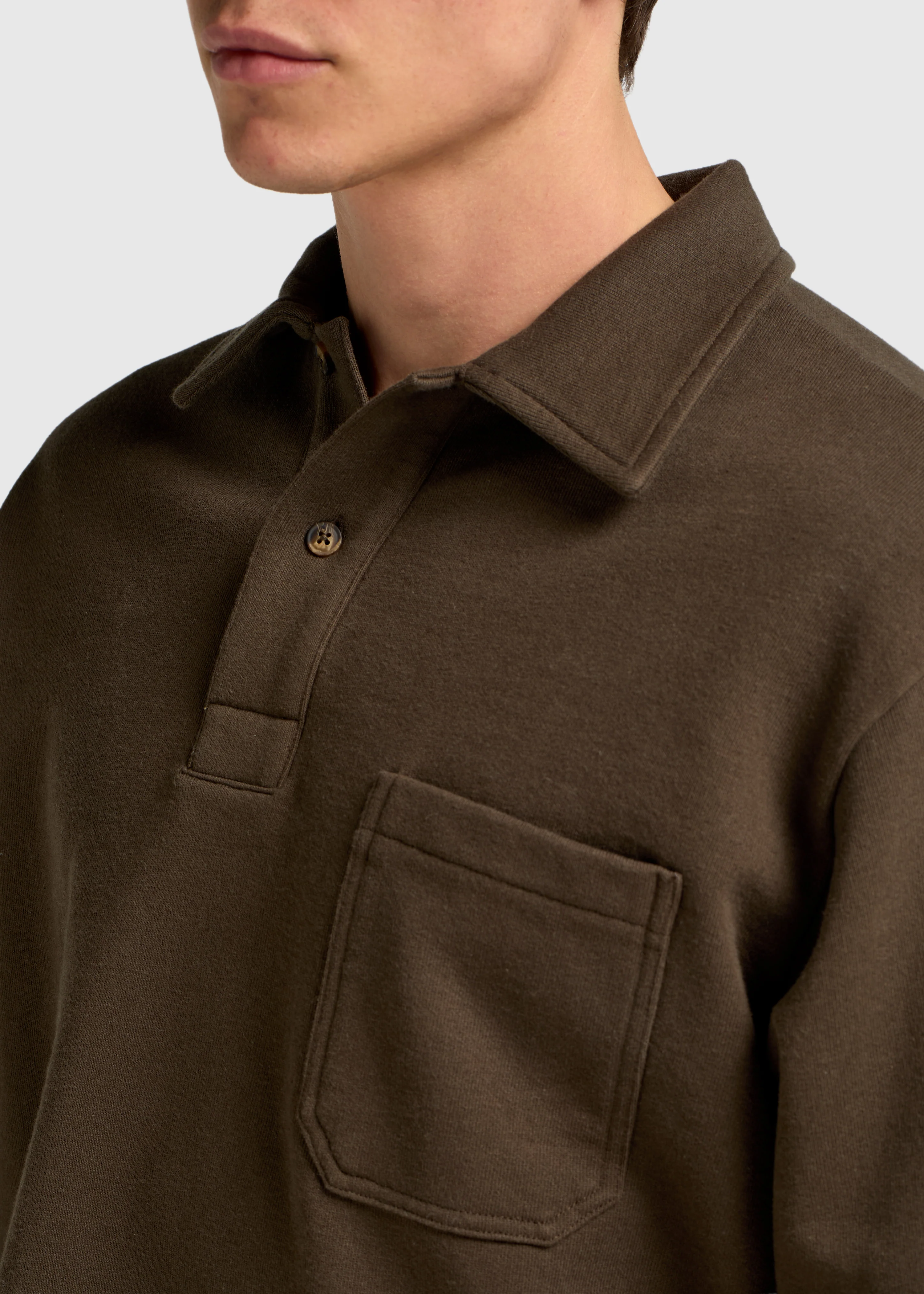 Vintage Washed Pocket Polo - Brown - Image 3