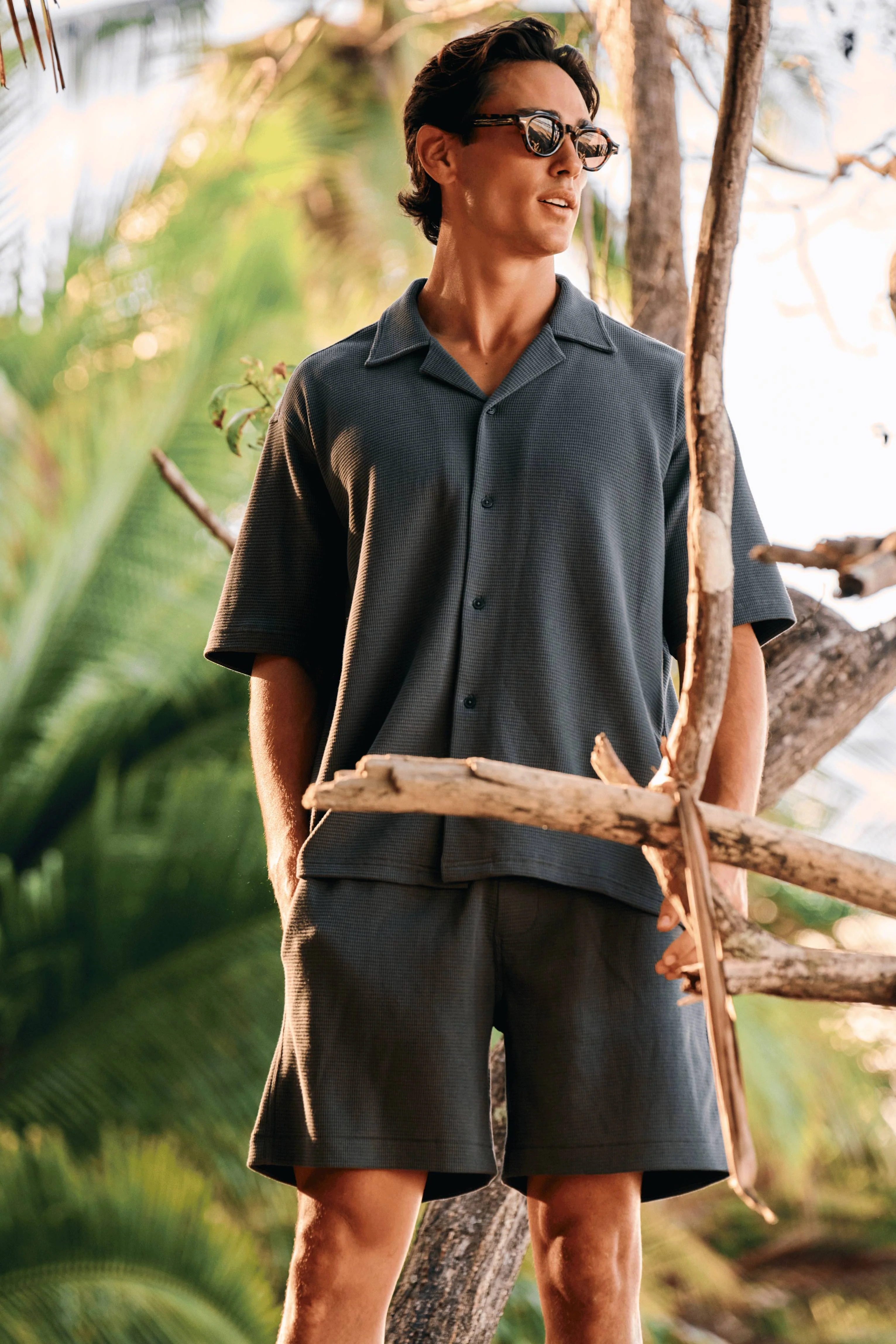 Relaxed Waffle Shirt - Navy Blue