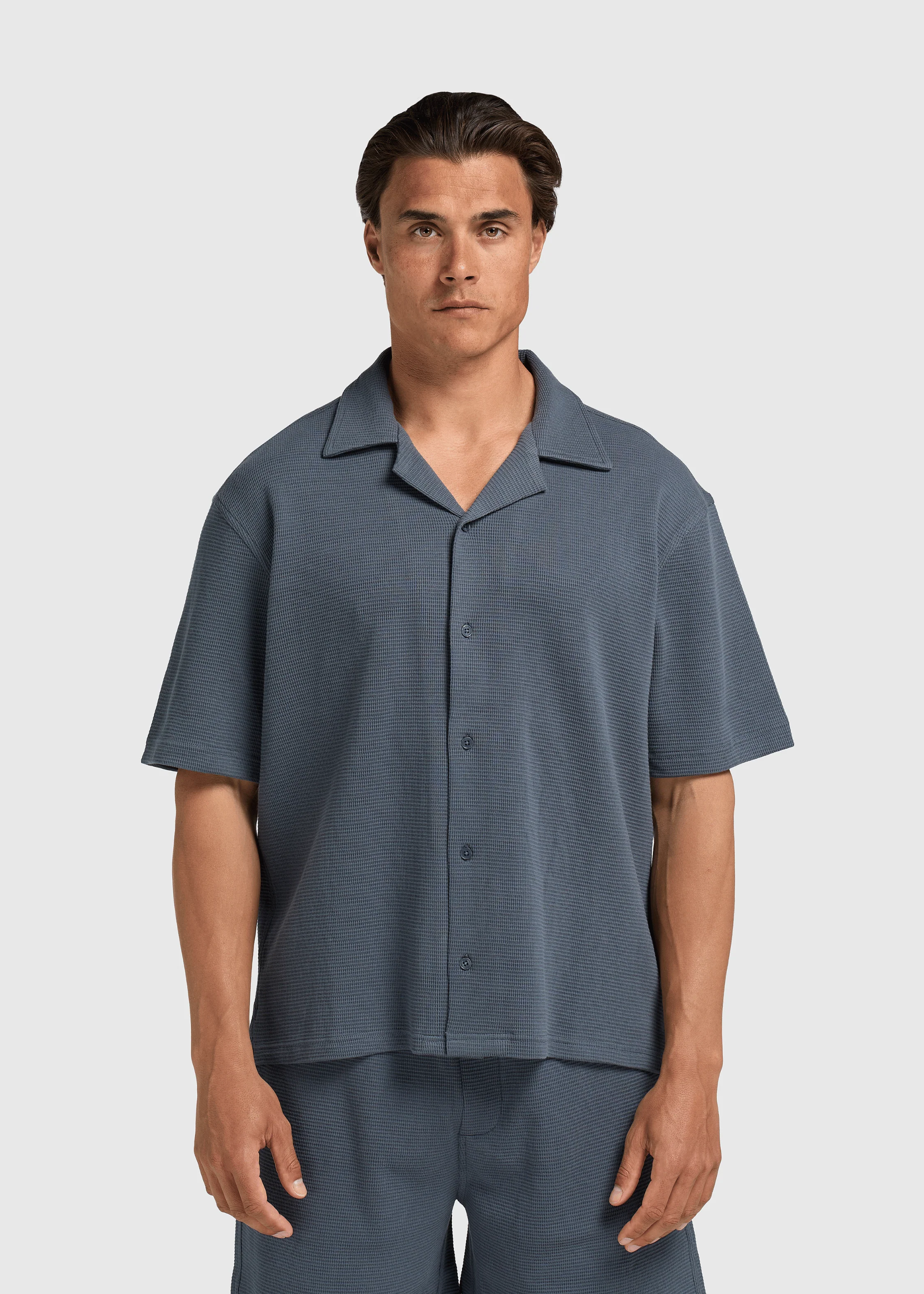 Relaxed Waffle Shirt - Navy Blue - Image 2