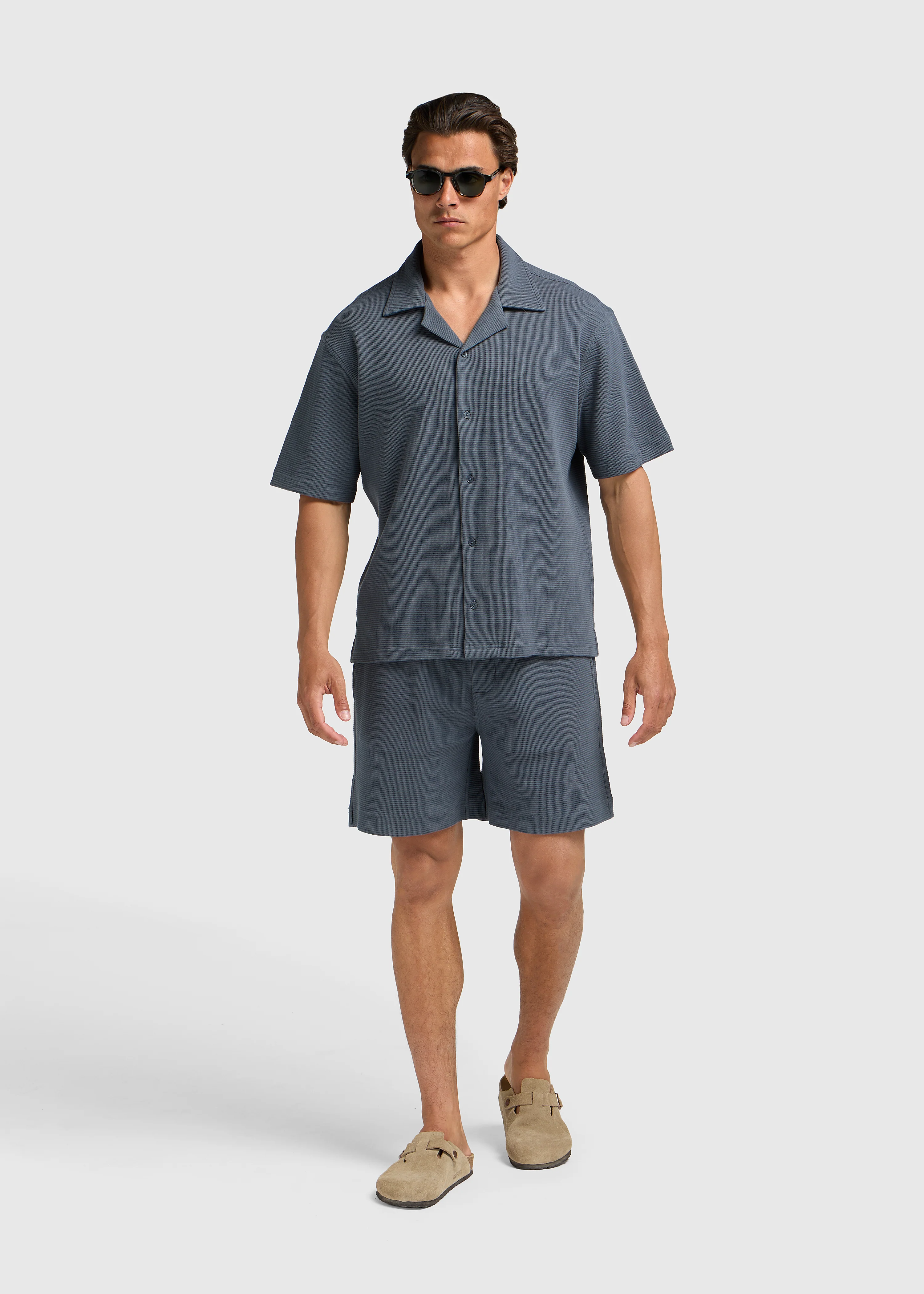 Relaxed Waffle Shirt - Navy Blue - Image 6