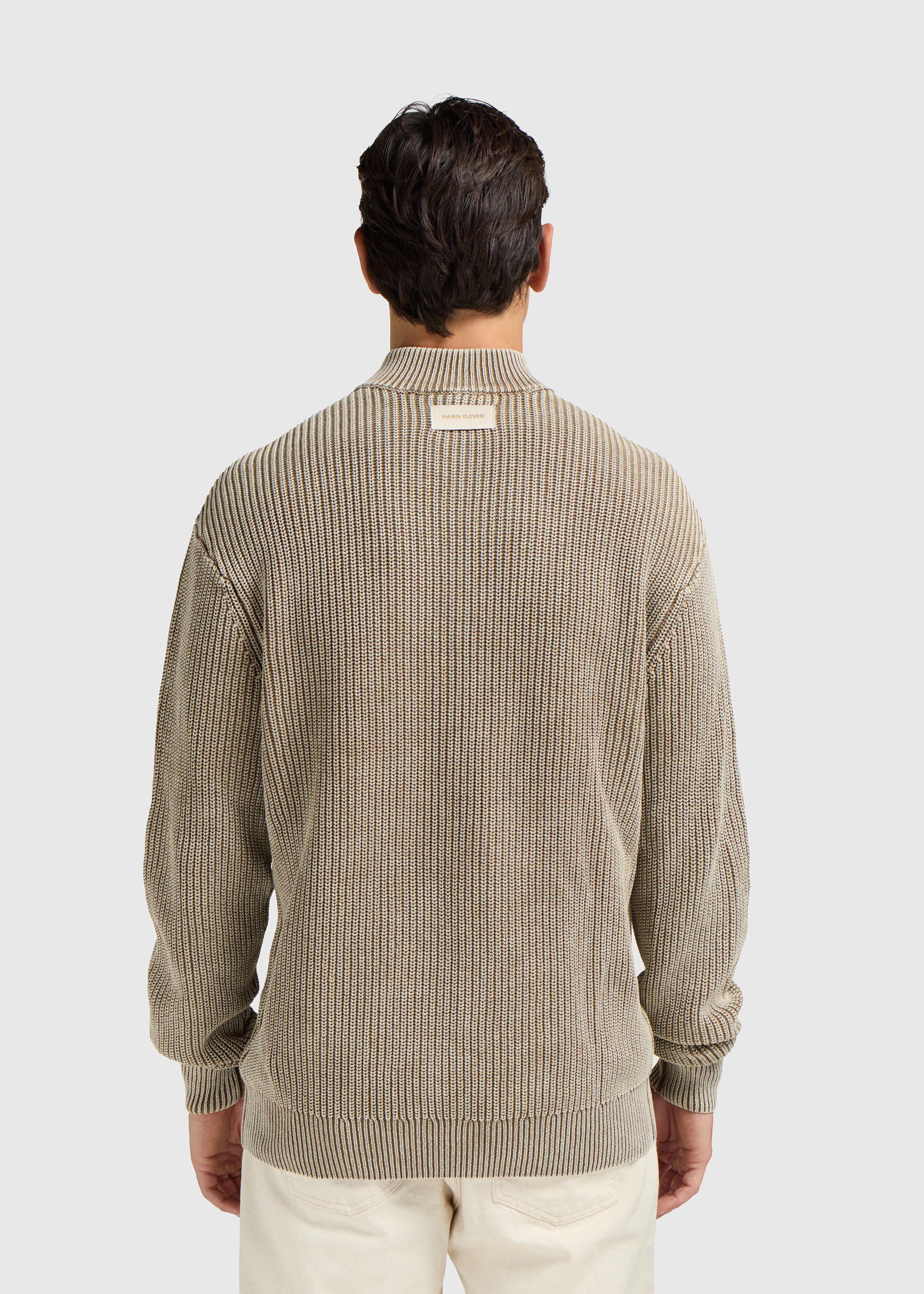 Washed Half Zip Knit - Dark Sand - Image 2