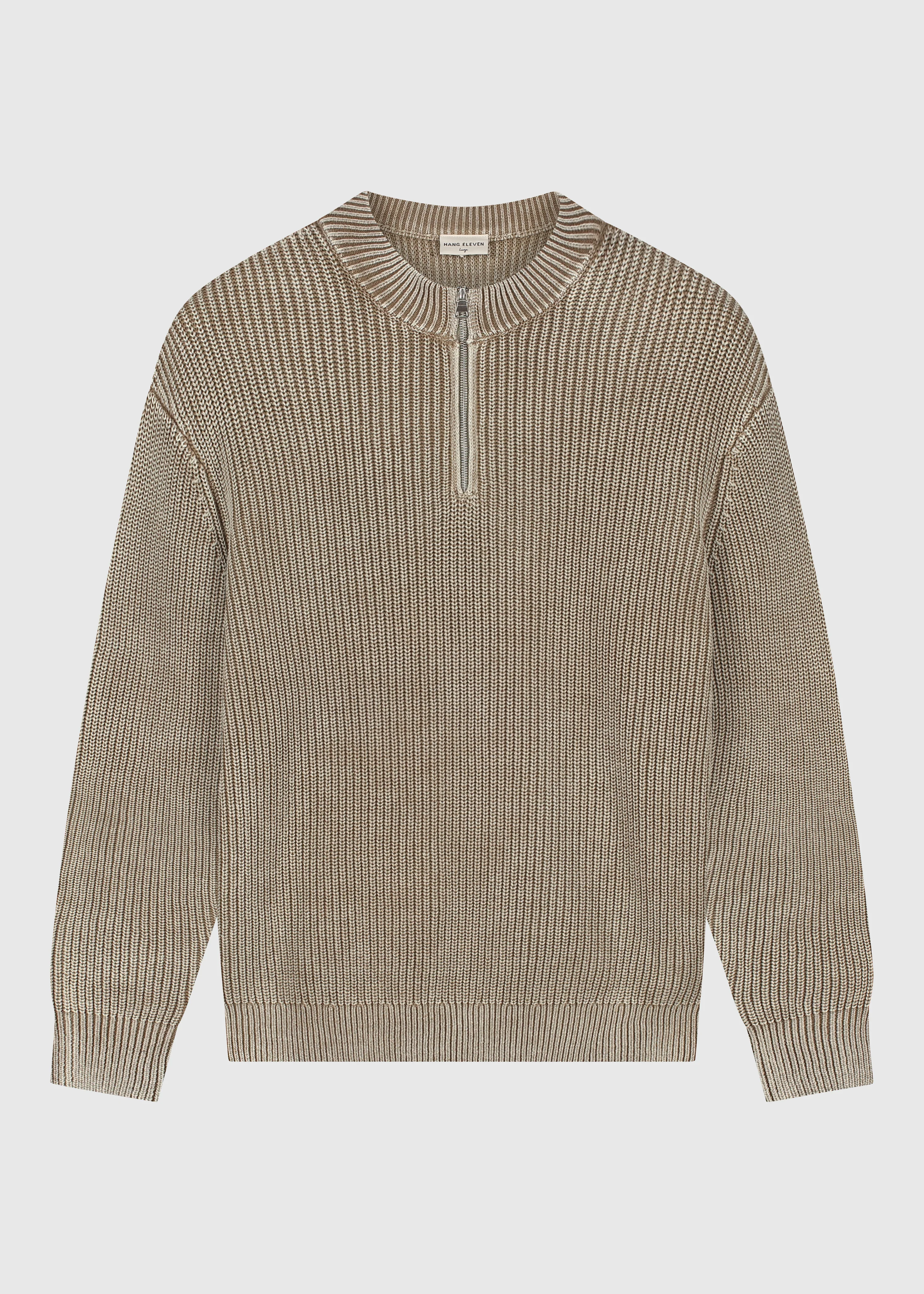 Washed Half Zip Knit - Dark Sand - Image 3